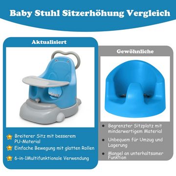 COSTWAY Lauflernhilfe, 6 in 1 Kinderstuhl, Sitzerhöhung