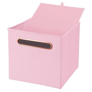 StickandShine Faltbox 2 Stück 32,5 x 32,5 x 32,5 cm Faltbox mit Deckel Rosegold Griff Stoffbox Aufbewahrungsbox 2er SET in verschiedenen Farben Luxus Faltkiste