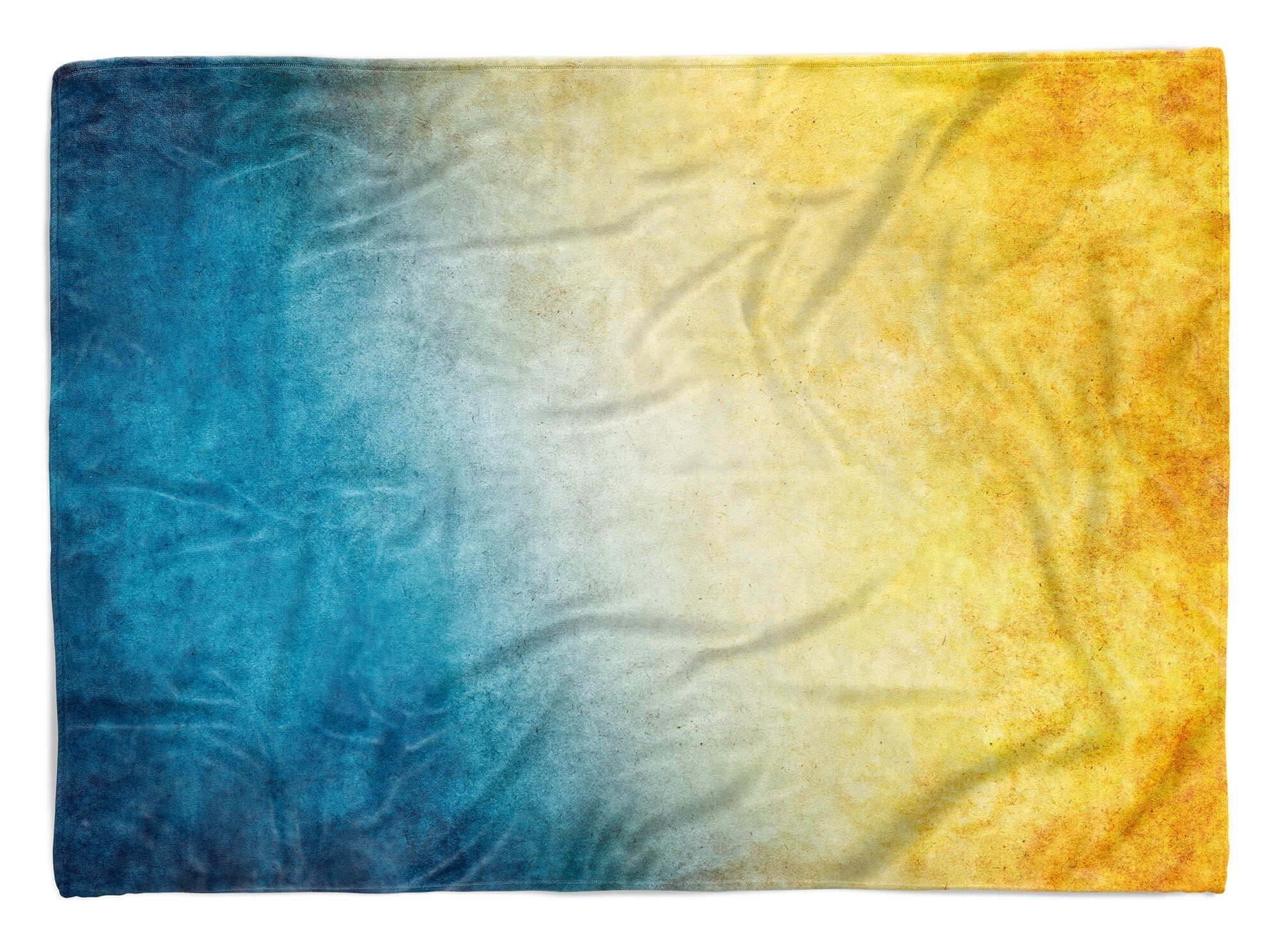 Sinus Art Handtücher Handtuch Strandhandtuch Saunatuch Kuscheldecke mit Fotomotiv Abstrakt Farben Gelb Blau Sc, Baumwolle-Polyester-Mix (1-St), Handtuch | Saunahandtücher