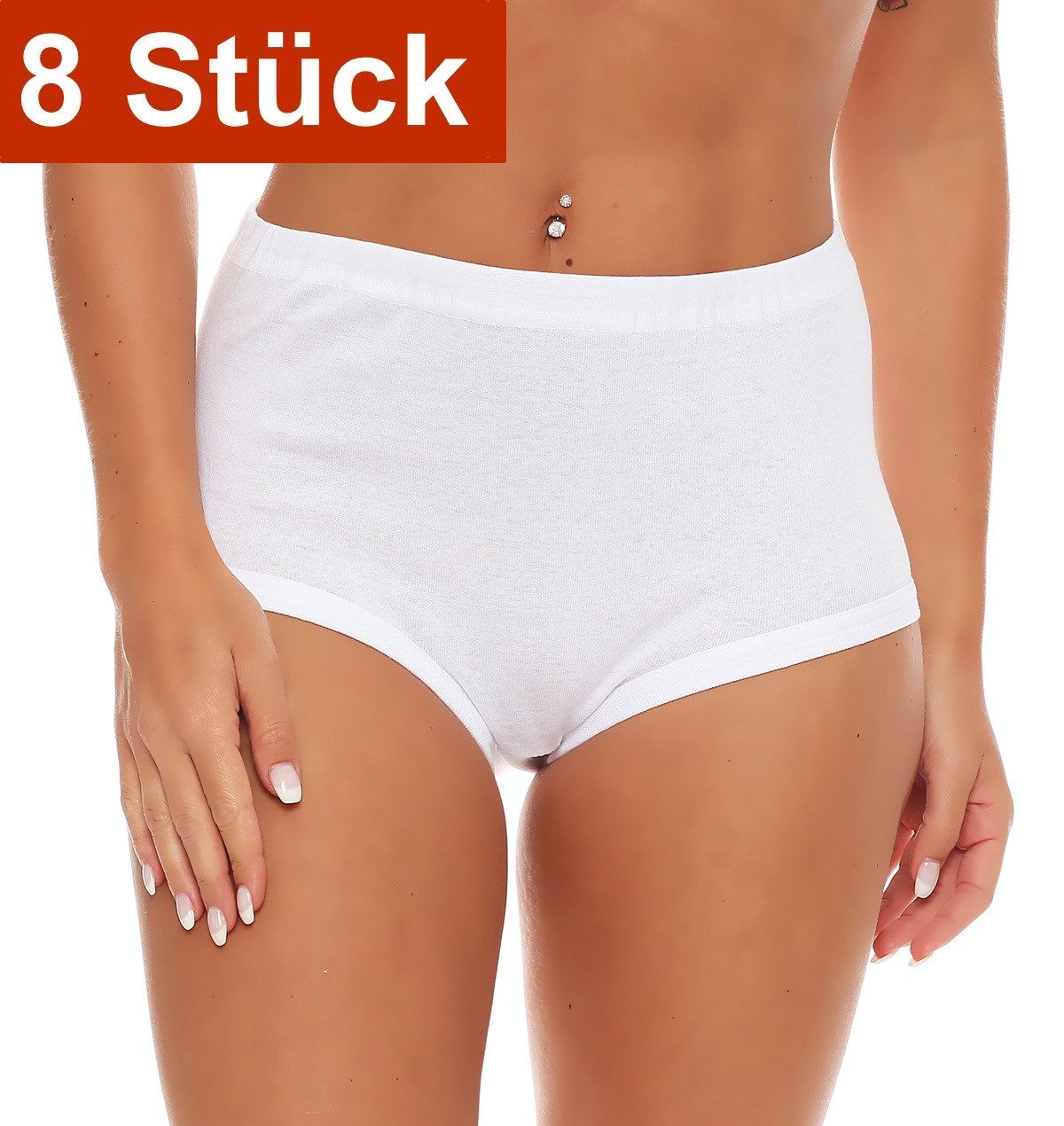 Cocain underwear Taillenslip Damen Taillen Slip geblümt weiss Baumwolle kochfest trocknergeeignet (8-St) 100% Baumwolle - ohne Seitennähte