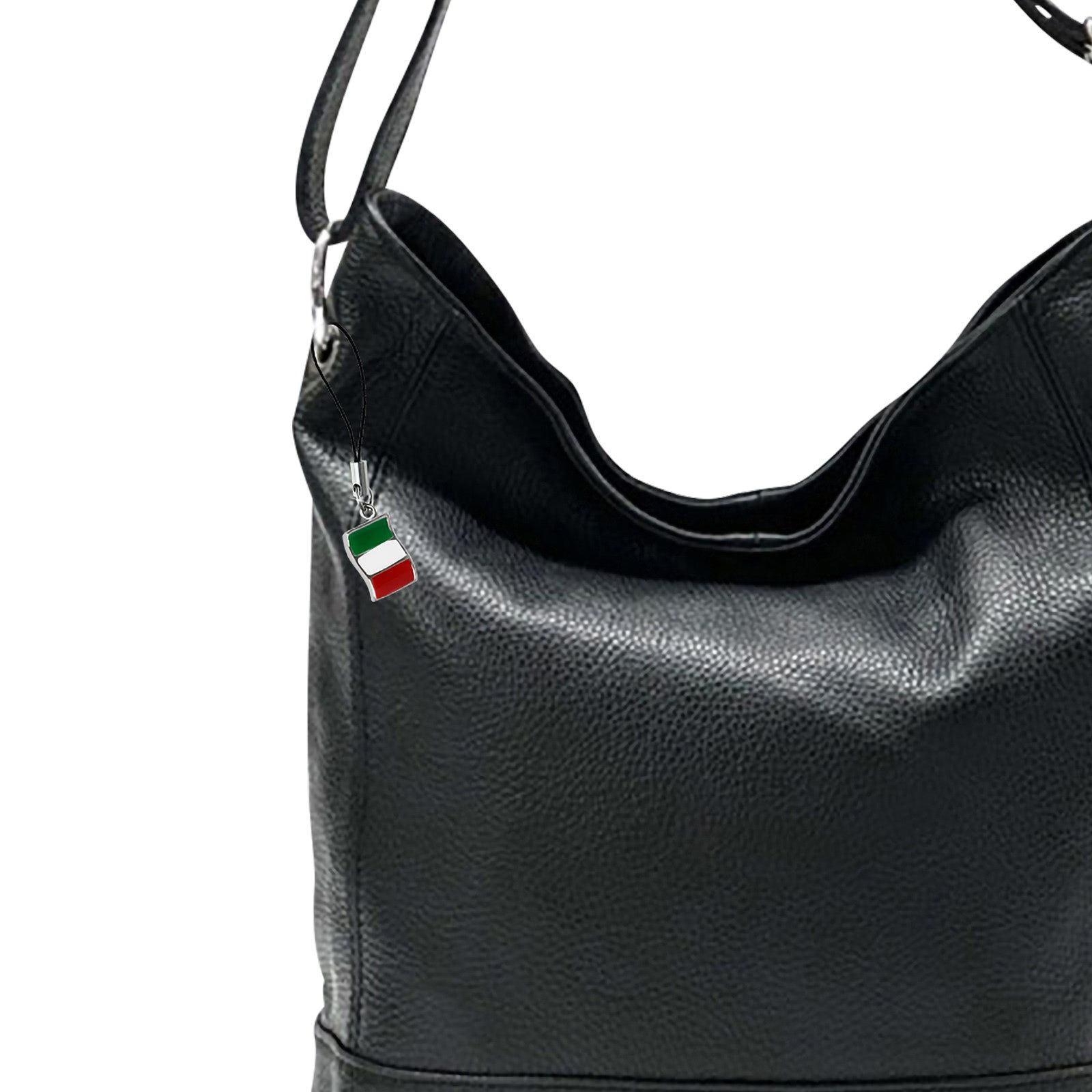 FLORENCE Schultertasche Florence Damen Echtleder Hobo Bag schwarz (Schultertasche), Damen Leder Schultertasche, Shopper, schwarz ca. 37cm