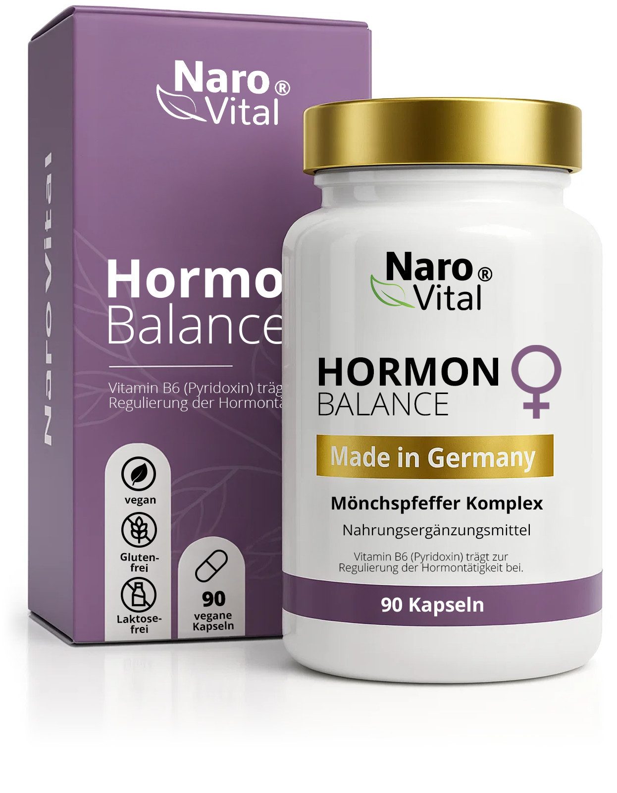 NaroVital Hormon Balance Frauen Mönchspfeffer Komplex für PMS & Wechseljahre 90 Kapseln, 90 St.