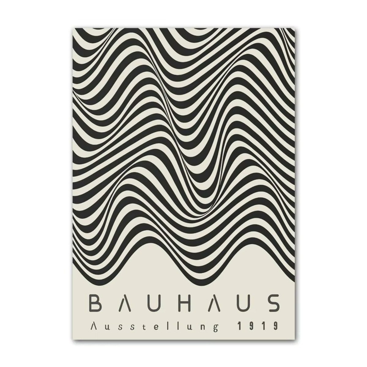 TPFLiving Kunstdruck (OHNE RAHMEN) Poster - Leinwand - Wandbild, Bauhaus grüne Farbblocklinien moderne minimalistische Leinwand (Leinwandbild XXL), Farben: Grün, Schwarz, Beige, Grau, Gelb -Größe: 20x30cm