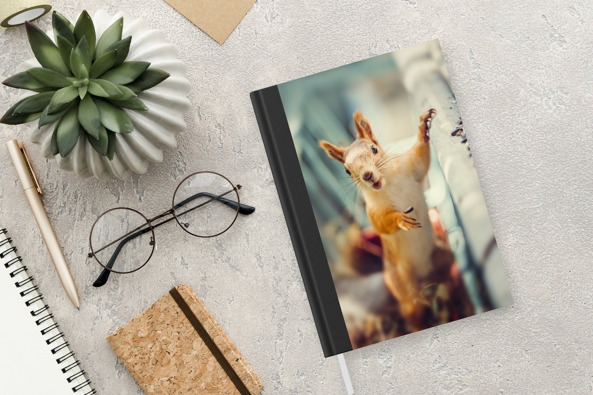 Eichhörnchen Journal, - Haushaltsbuch Porträt, - A5, Tier Seiten, 98 MuchoWow Herbst Tagebuch, Notizheft, Merkzettel, Notizbuch -