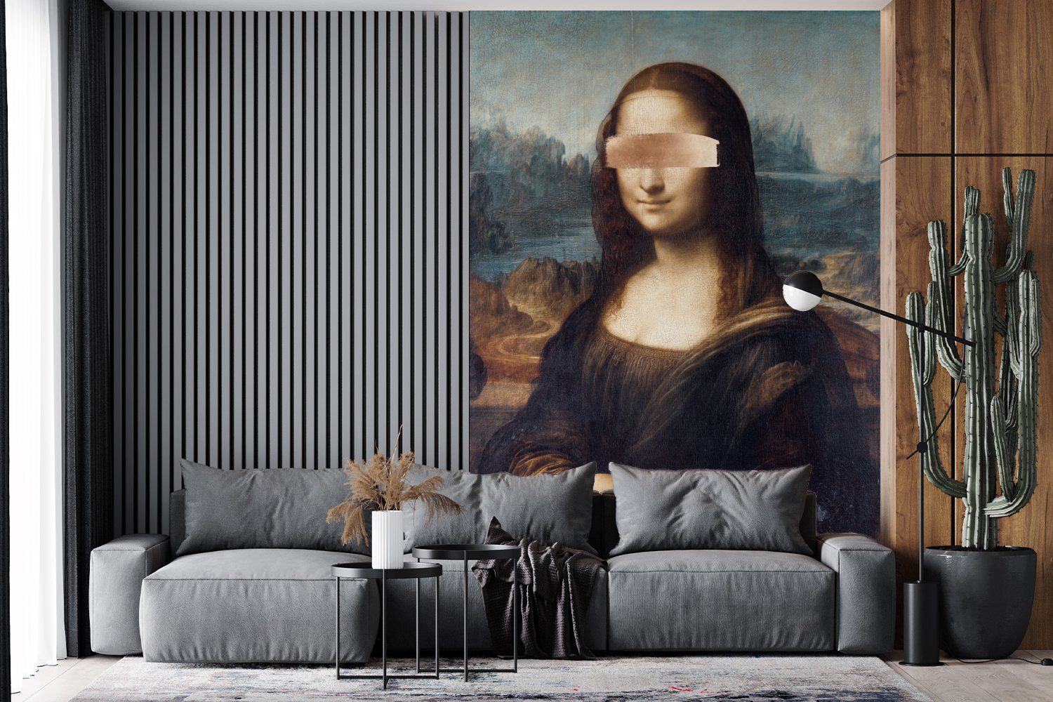 MuchoWow Fototapete Mona Lisa (3 Leonardo bedruckt, Vinyl Montagefertig - Vinci Bronze, Matt, - Tapete Wohnzimmer, da St), Wandtapete für
