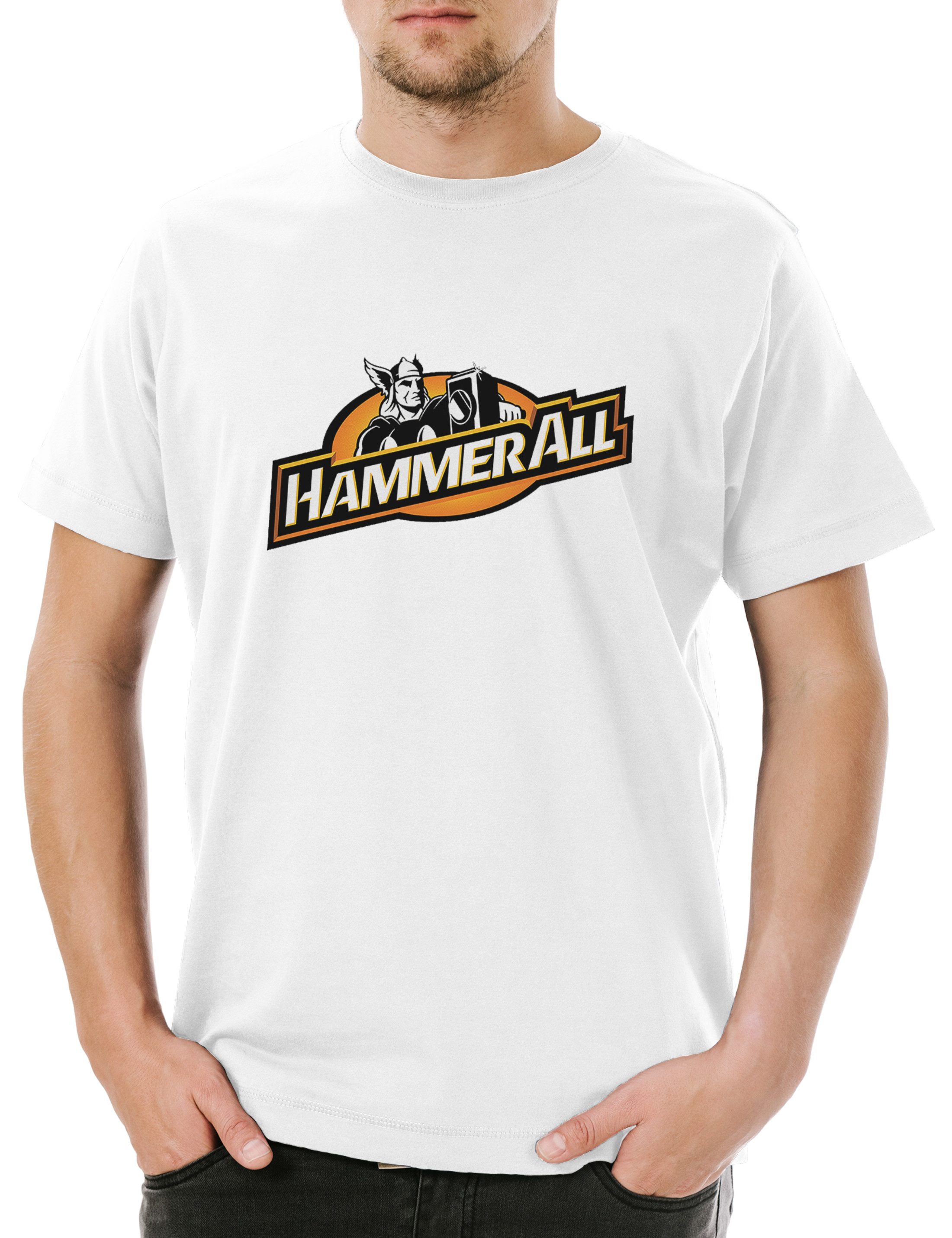 Print-Shirt Hammer All Logo Herren T-Shirt Thors Wikinger The Comic Vikings