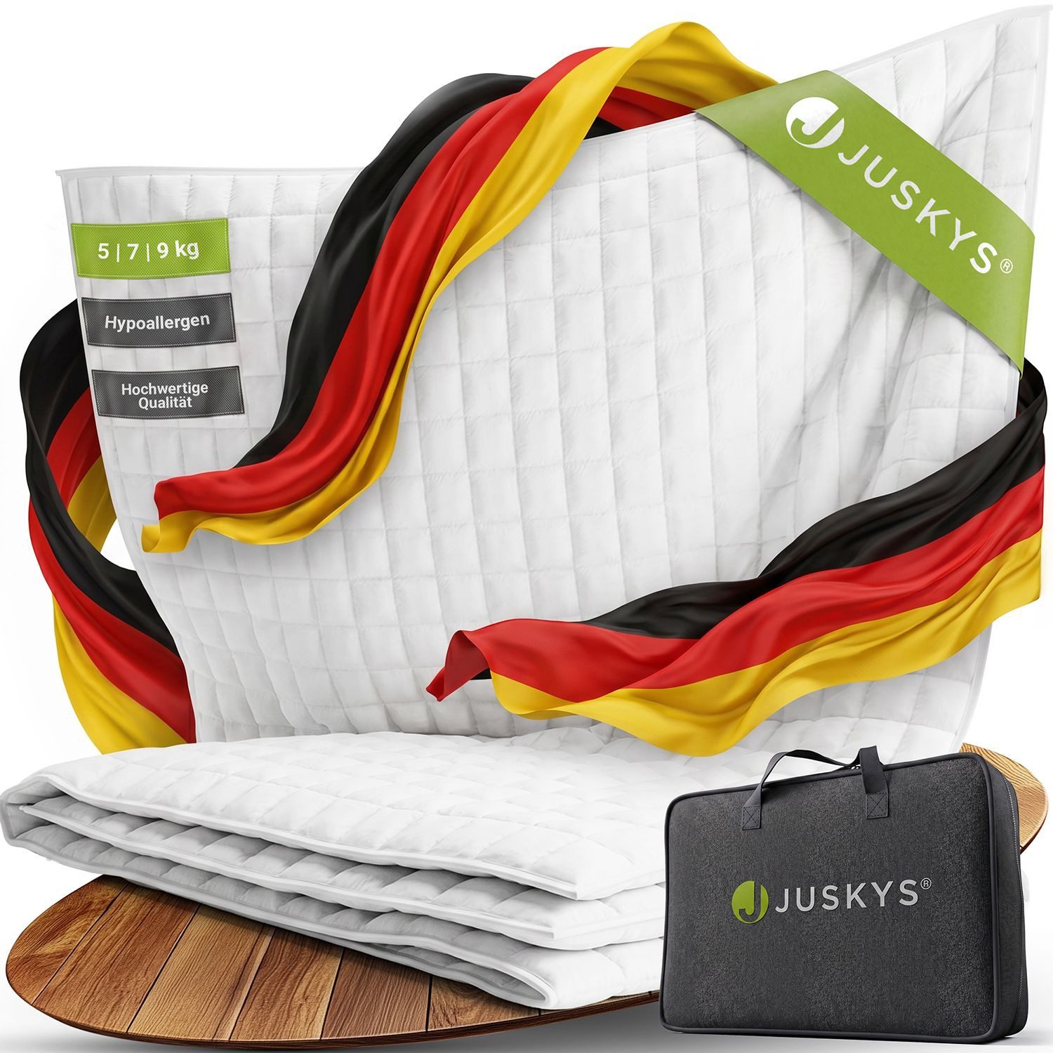 Juskys Gewichtsdecke, Füllung: Glasperlen, Schichten, gegen Stress & unruhigen Schlaf, Baumwolle & Glasperlen