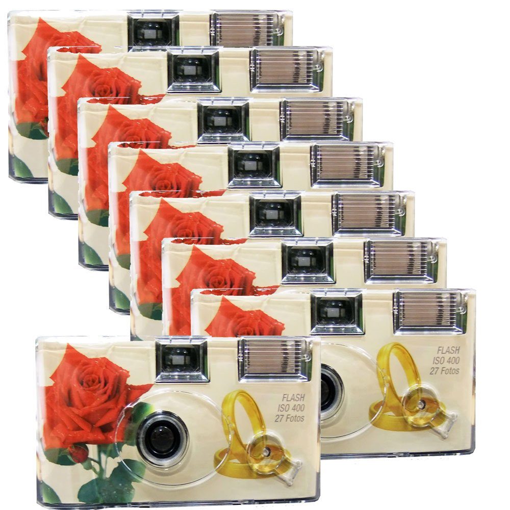 TopShot 8 x Einwegkamera Sonderposten Hochzeit Rosen + Ringe Einwegkamera