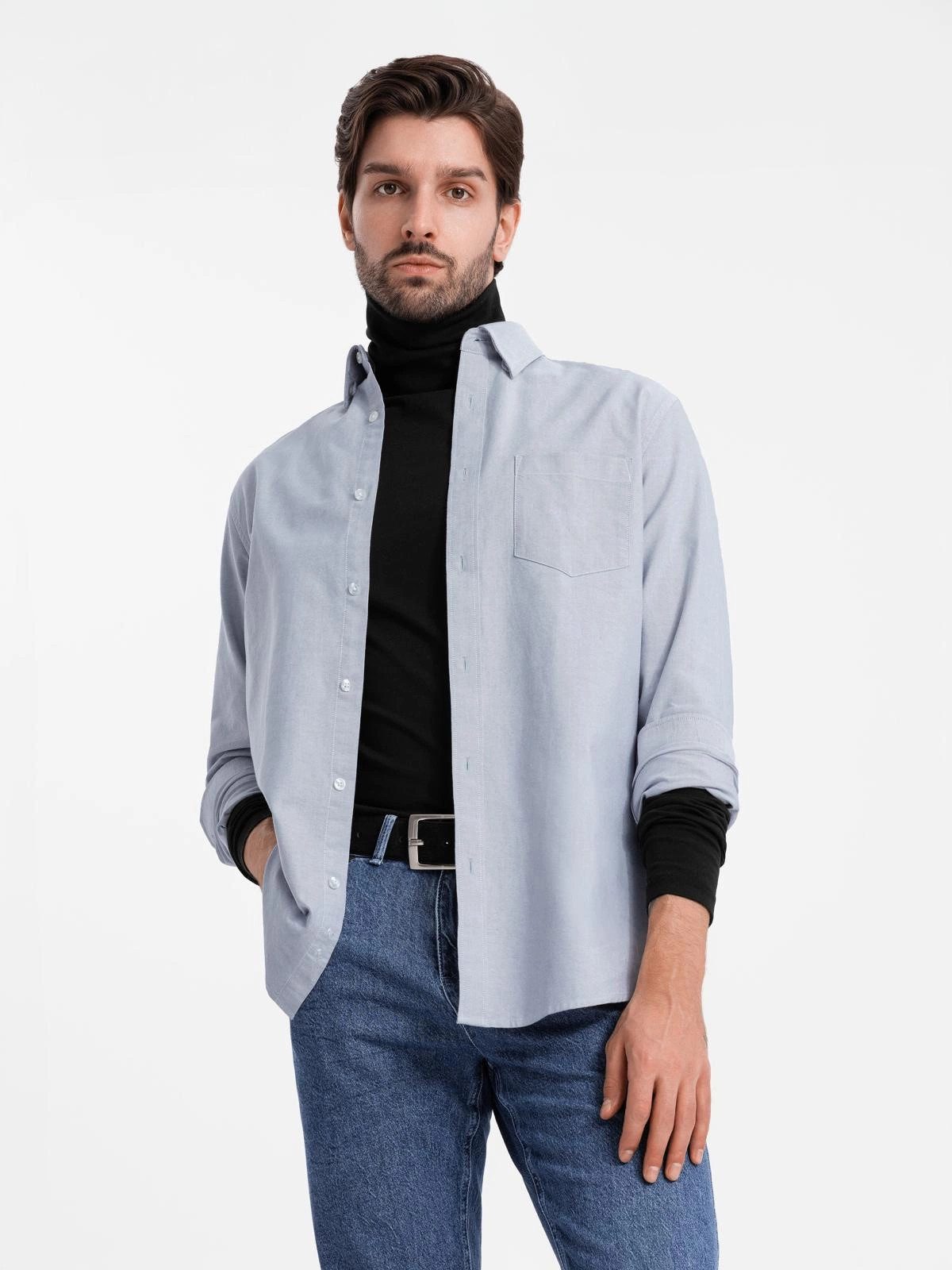 OMBRE Langarmhemd Elegantes Herren-Oxford-Hemd mit Stickerei günstig online kaufen