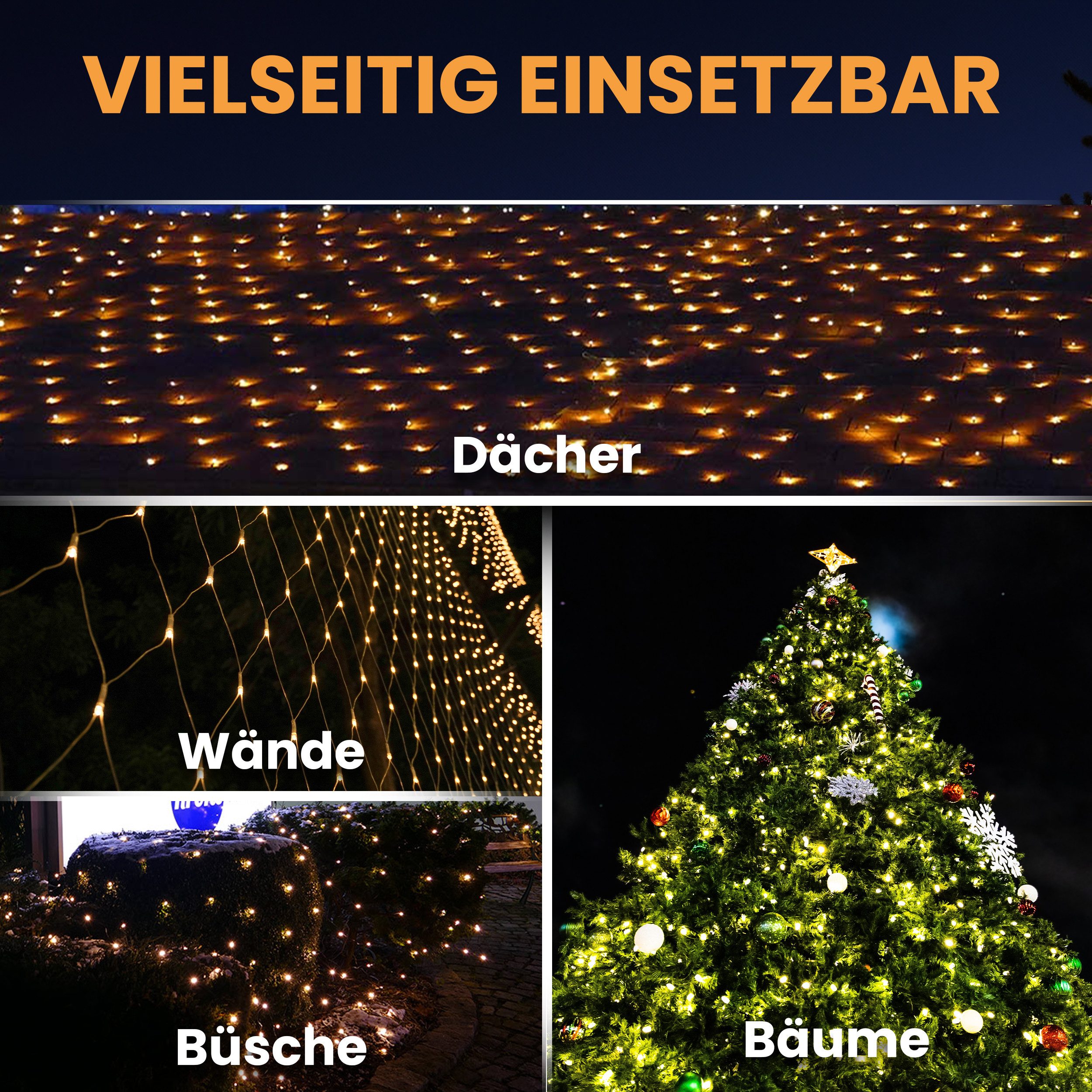Gartenpirat LED-Lichternetz mit Kabel LED-Beleuchtung Lichterkette Weihnachtsdeko außen – Bild 5 von 5