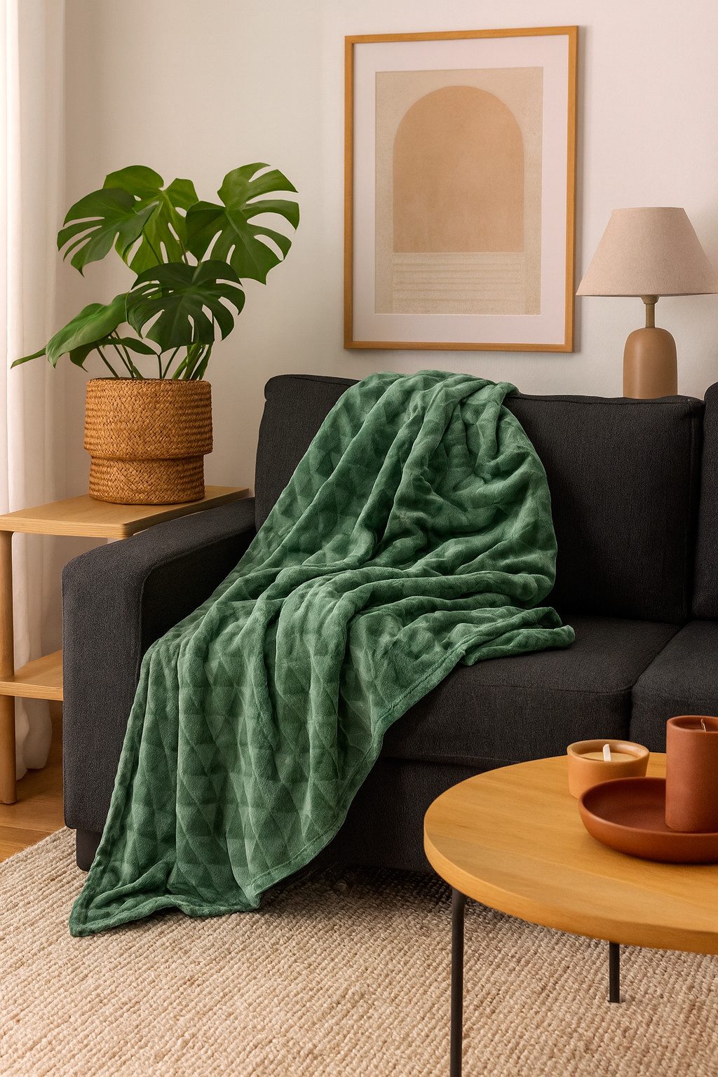 Wohndecke Soft Flanell Kuscheldecke Triangel Raute Sofadecke, heimtexland, günstig online kaufen