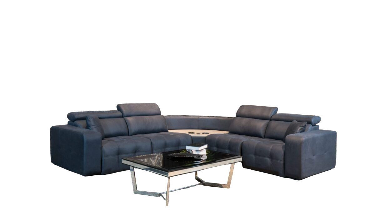 JVmoebel Ecksofa L-form Ledersofa Großes Sofa Grau Couch Wohnzimmer Design Sofort, Made in Europa