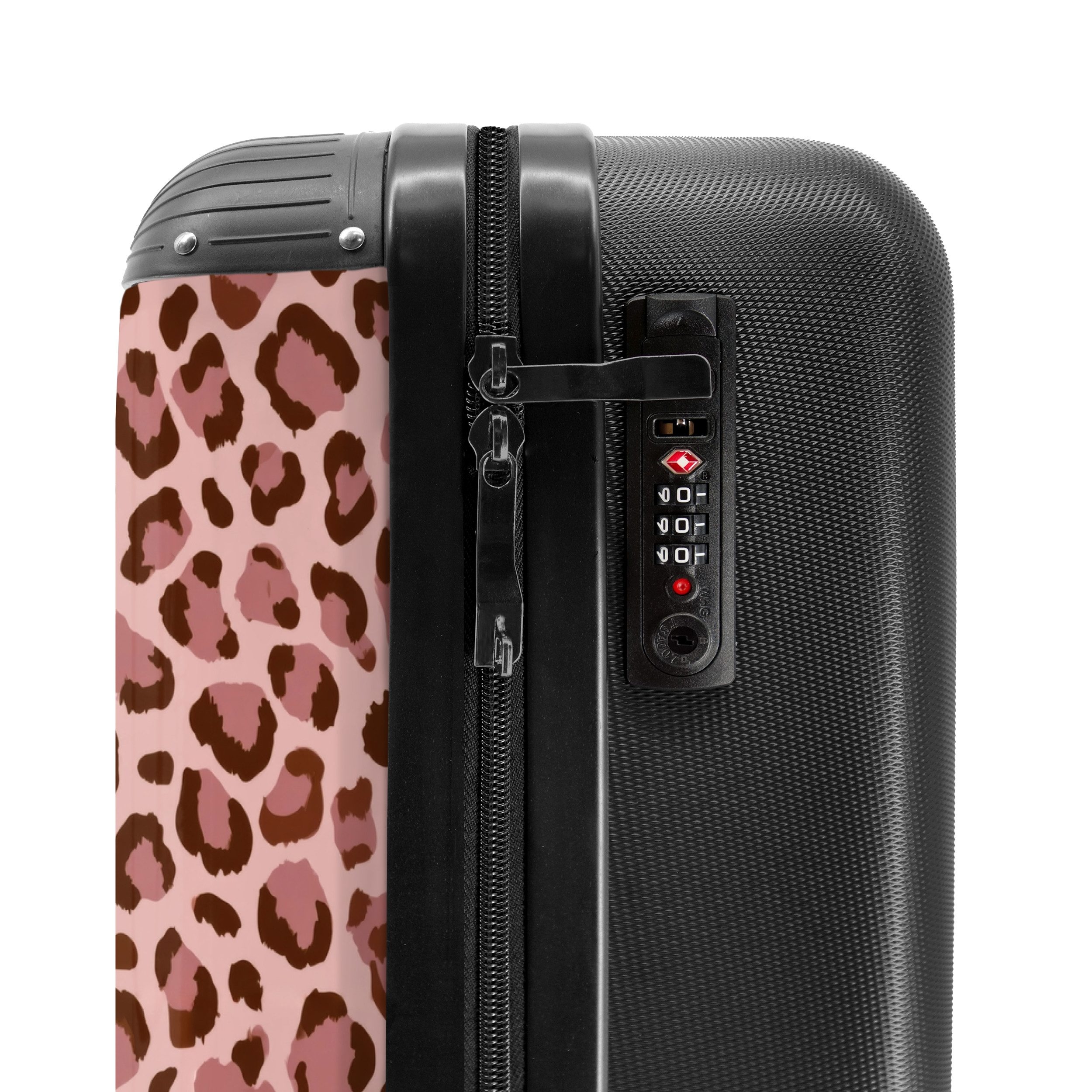 NoBoringSuitcases.com© Hartschalen-Trolley Leopard - Muster - Rosa 55x35x20cm, Handgepäck Koffer & Trolleys, Luggage, Reisekoffer Frauen – Bild 4 von 5