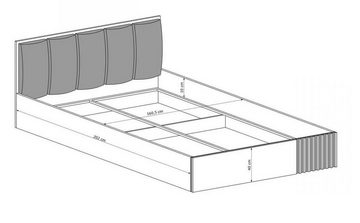 Furnix Polsterbett CALLINI C-16 Bett 160x200 mit Bettkasten Polsterkopfteil Eiche Artisan, Hebesystem mit Gasdruckfedern, L206,8 x B167,3 x H100 cm