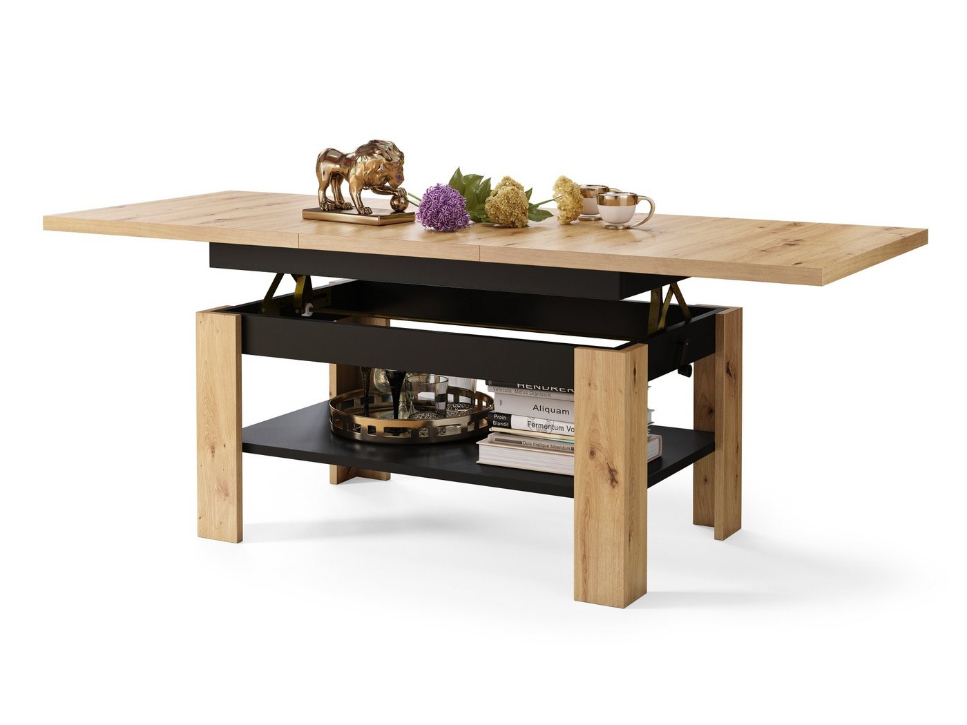 designimpex Couchtisch Design Rio stufenlos höhenverstellbar 55 - 67cm ausziehbar 130 - 170cm