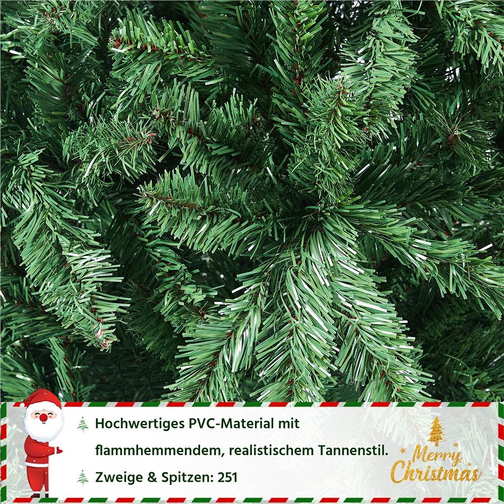 Yaheetech Künstlicher Weihnachtsbaum 124/152,5/183/213,5 cm H, Stabiler Christbaum Metallständer mit Holzmaserung