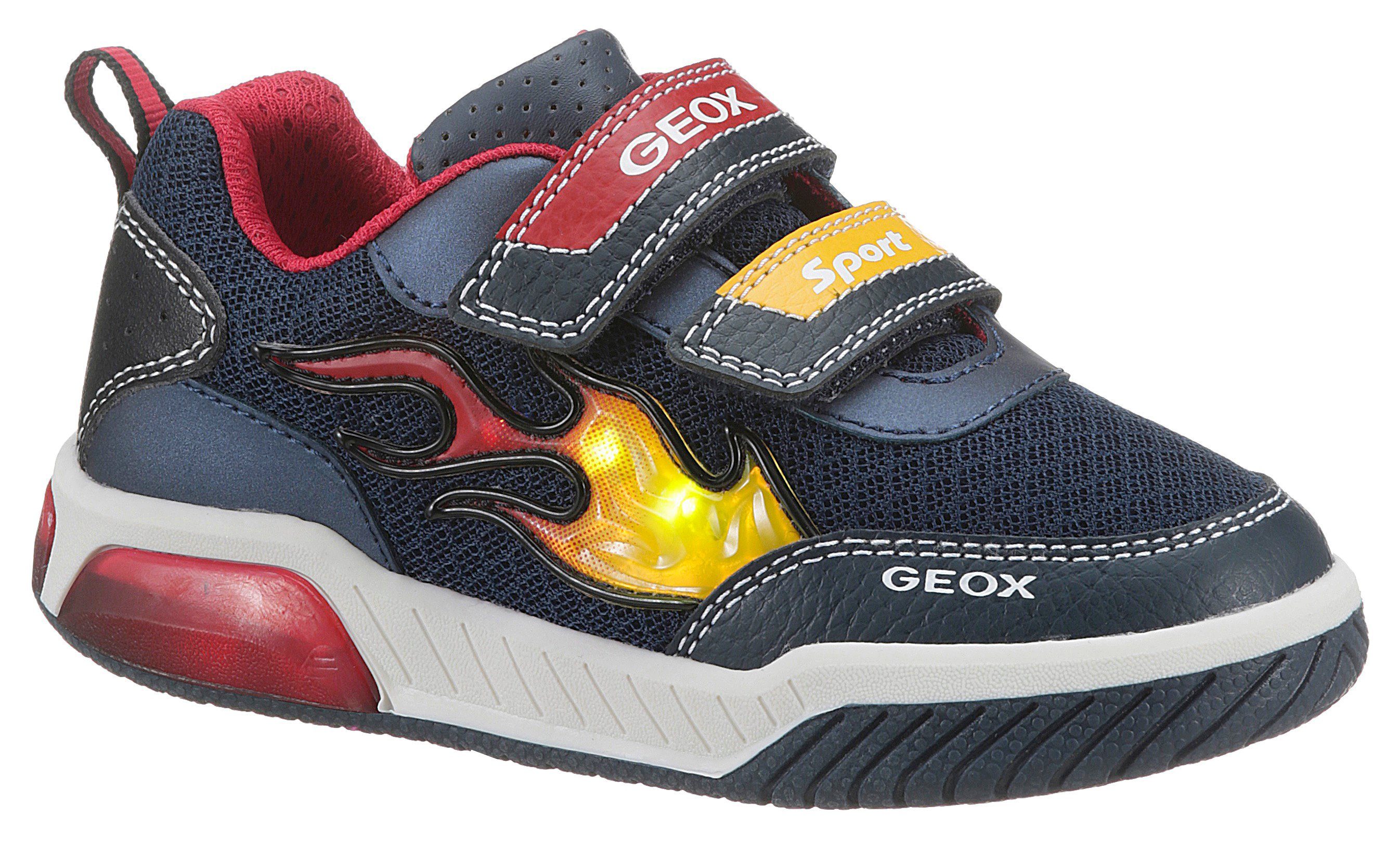 J und zum Blinkfunktion BOY navy-rot Ausschalten mit Geox Blinkschuh INEK Klettschuh Ein-