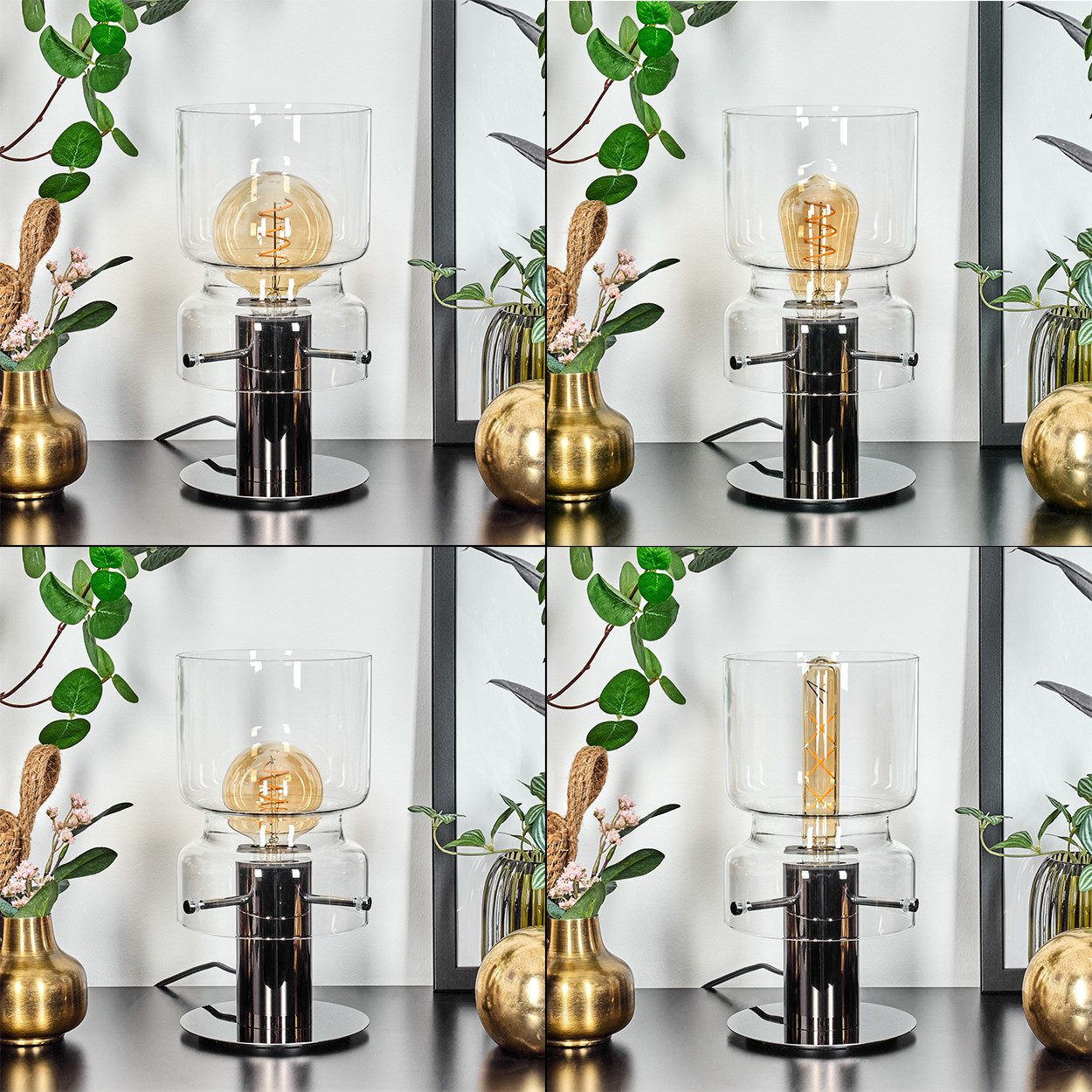 hofstein Tischleuchte Tischlampe aus Metall/Glas in günstig online kaufen