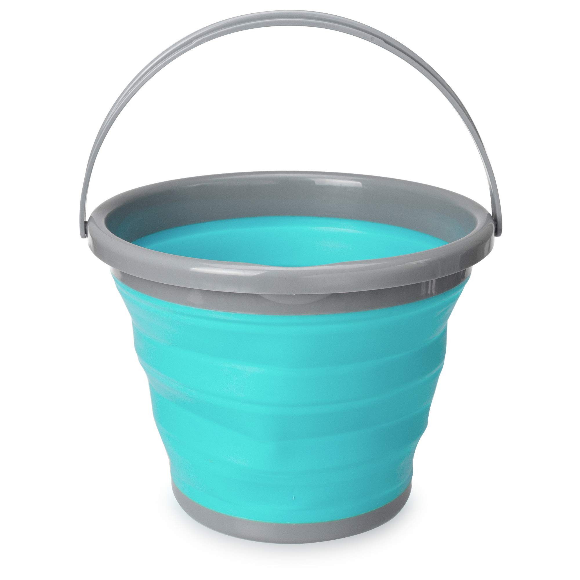 Putzeimer Navaris Falteimer Silikon 10L, faltbarer Eimer, Blau-Grau
