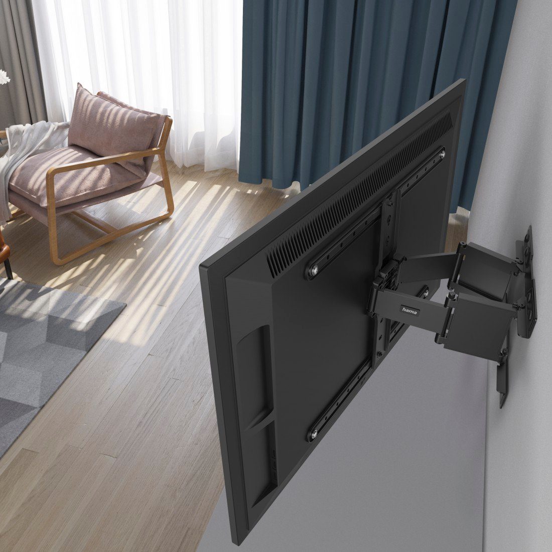 Hama Superflache TV-Wandhalterung schwenkbar und TV-Wandhalterung, 90 90 50kg) Zoll) (bis (bis neigbar Zoll