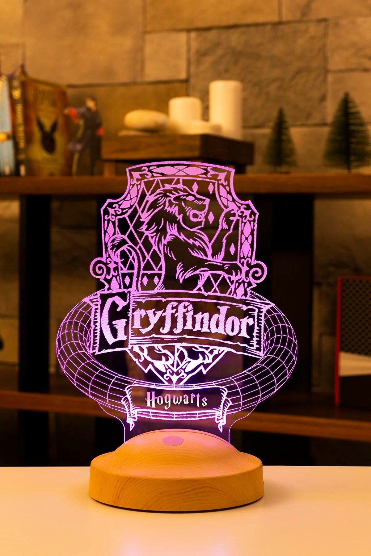 Nachttischlampe Harry Nachtlicht Geschenkelampe 7 Kinder, Potter Leuchte Farben LED integriert, Freunde Geschenke für Gryffindor fest Hogwarts
