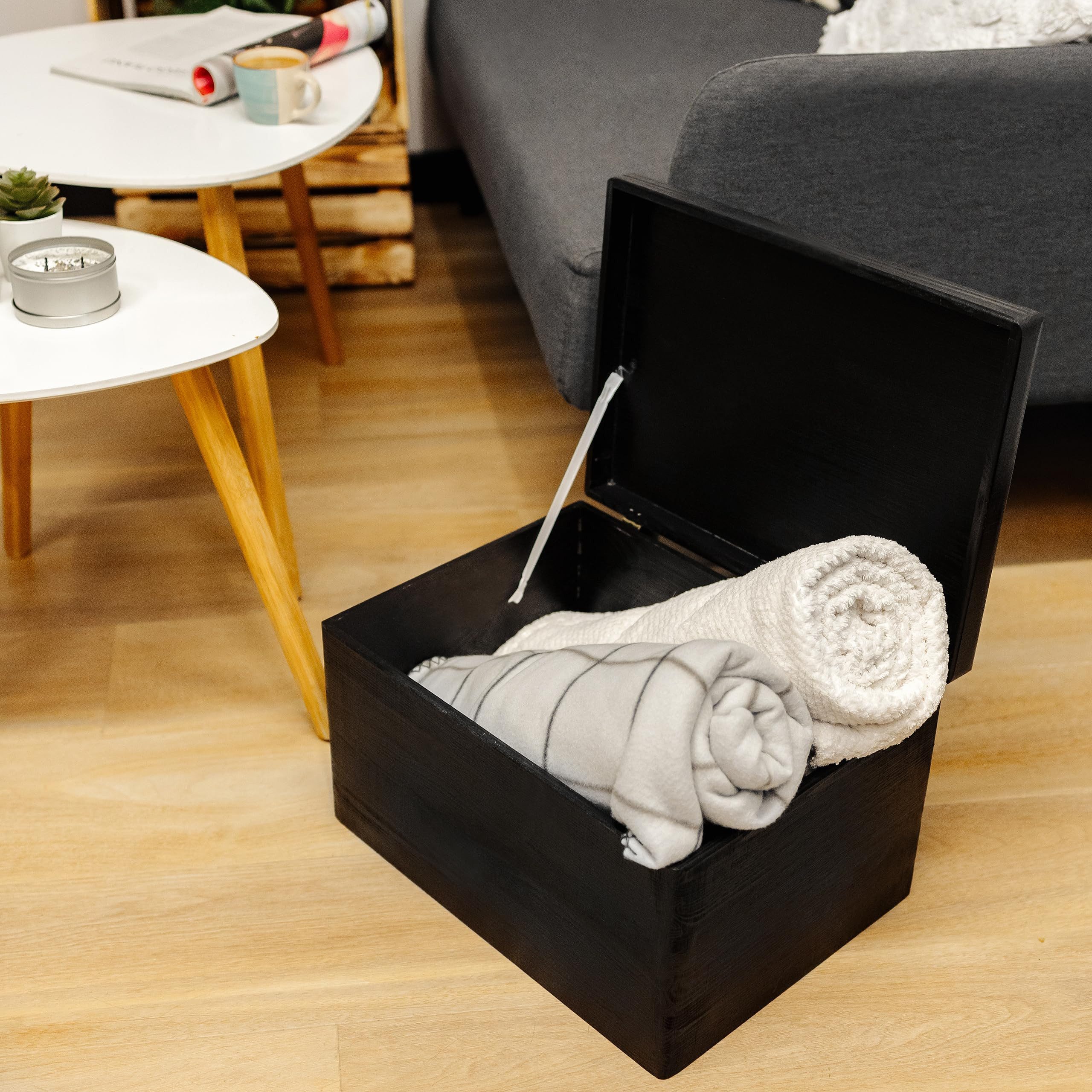 Creative Deco Holzkiste Holzkiste mit Deckel 40x30x24 cm (1cm)