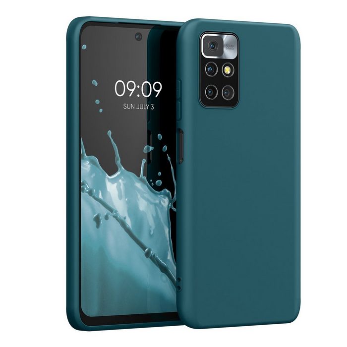 kwmobile Handyhülle Hülle für Xiaomi Redmi 10 (2021 / 2022) Hülle Silikon - Soft Handyhülle - Handy Case Cover - Petrol matt