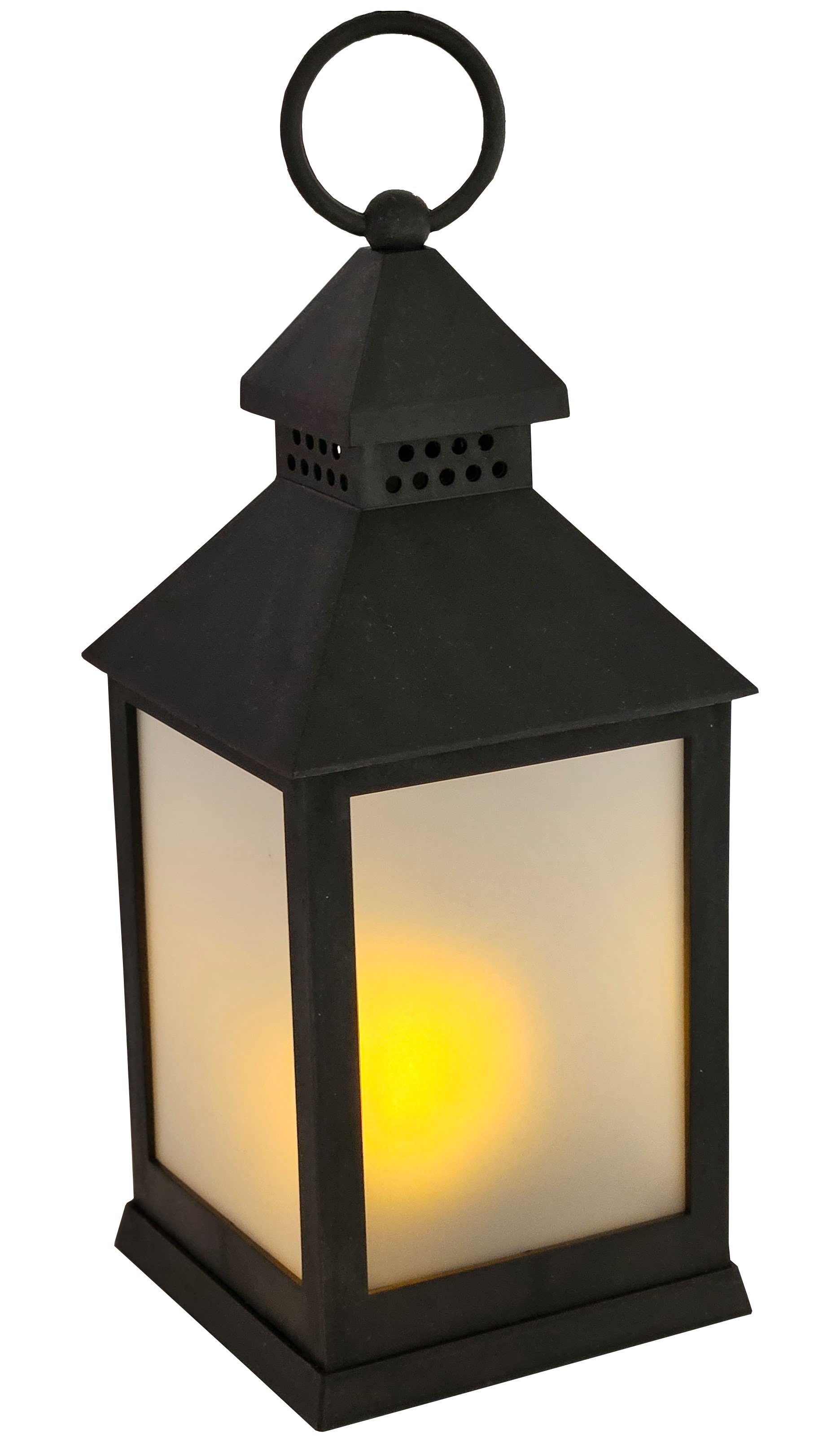 Meinposten LED Laterne Laterne LED mit Timer batteriebetrieben flackerndes Licht, LED fest integriert, orange, Timer