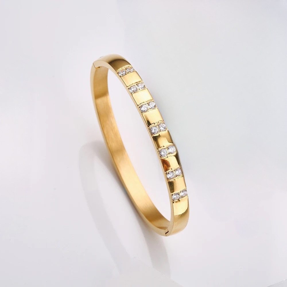 Armreif Massiver Luxus Edelstahl Armreif 8mm 6mm Wasserfest 18K Gold