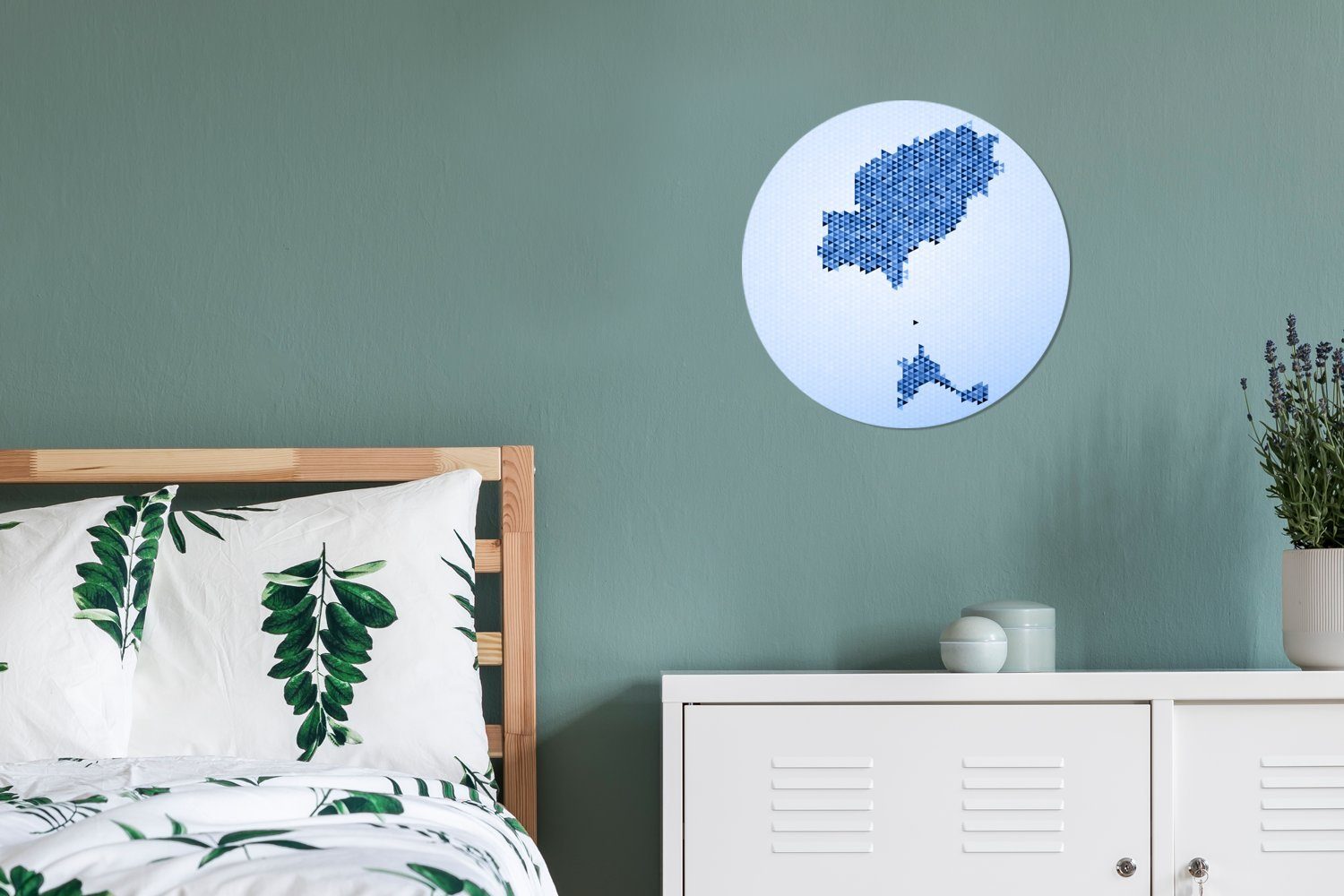 (1 von St), einer Wohnzimmer Karte Wandsticker Rund, für Illustration dunkelblauen Kinderzimmer, MuchoWow Tapetenaufkleber, Ibiza Tapetenkreis