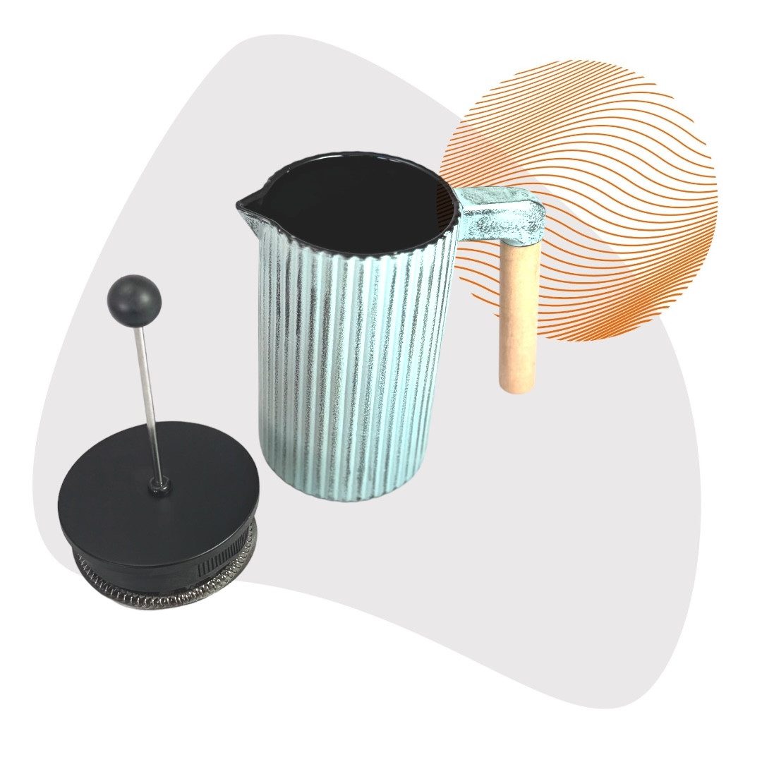 JA-UNENDLICH French Press Kanne, innen emailliert
