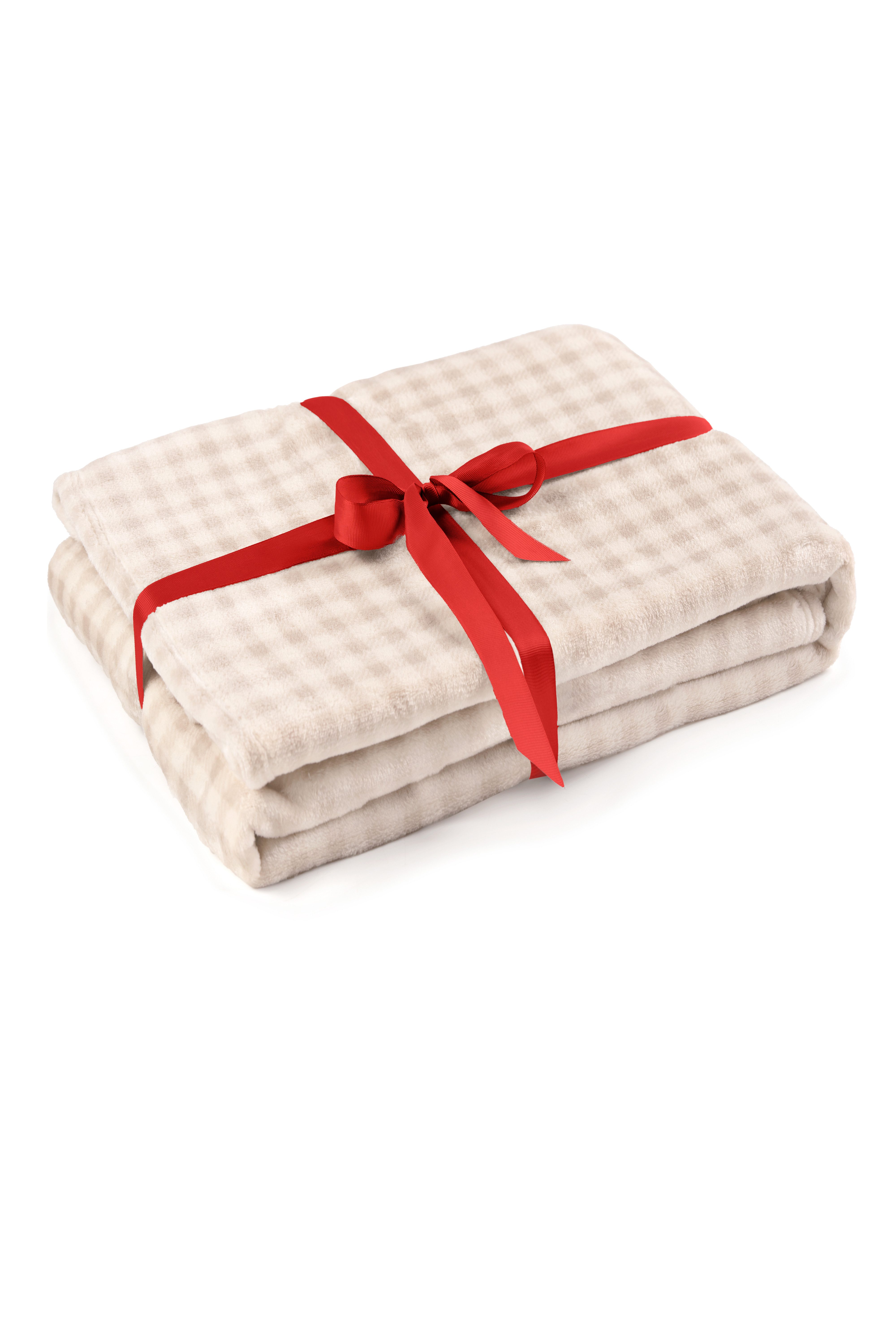 Wohndecke Kuscheldecke in Beige mit feiner Karostruktur 150 x 200 cm, Mademoiselle Sommeil, Extra weich & warm, Sofadecke aus Polyester, pflegeleicht & langlebig