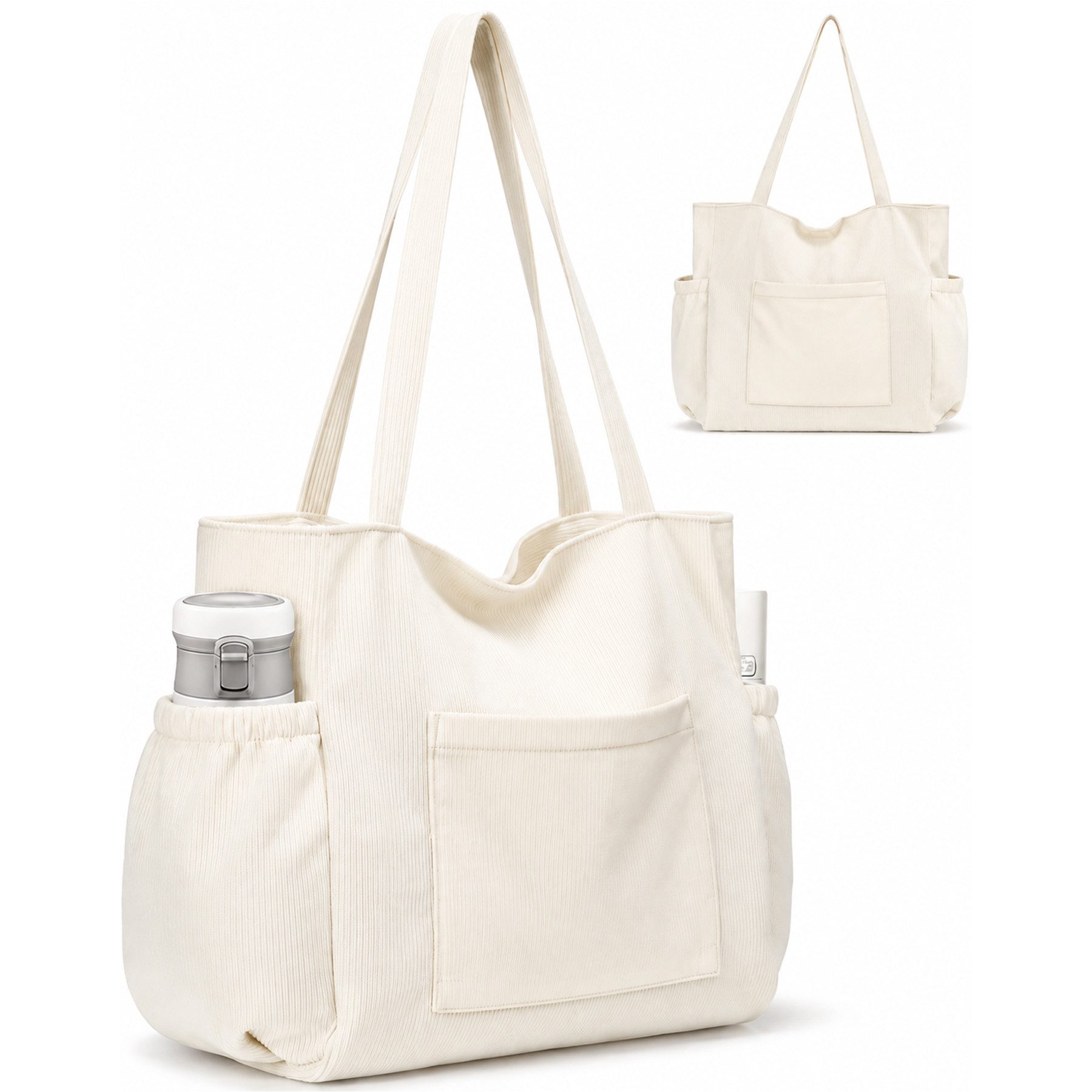 Umhängetasche Cordtasche Damen Groß Tote Bag Strandtasche mit Reißverschluss
