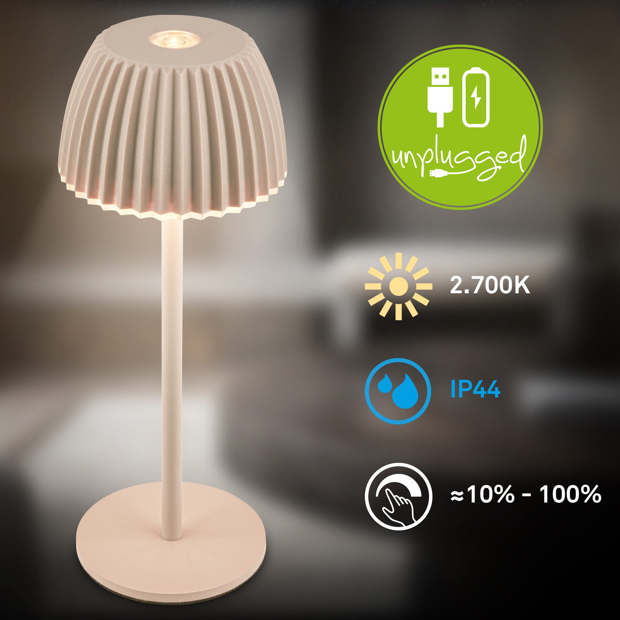 Briloner Leuchten LED Tischleuchte Riffle Tischlampe günstig online kaufen