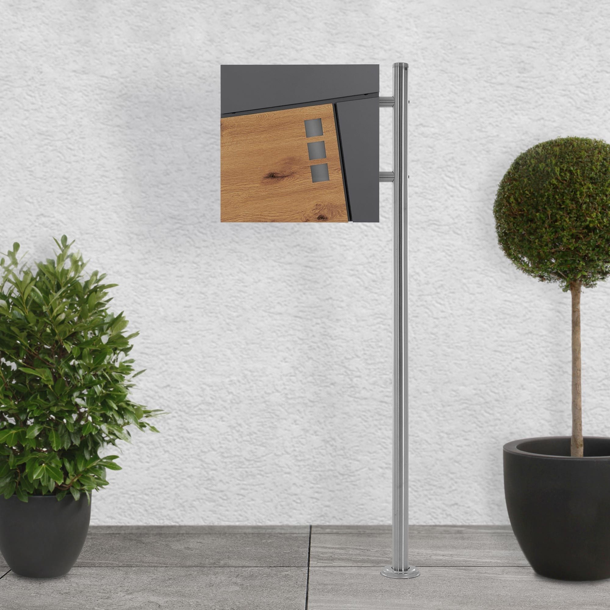 ML-DESIGN Standbriefkasten Wandbriefkasten Briefkasten Postkasten mit Zeitungsfach inkl. Standfuß, Briefkastenanlage mit Standfuß Silber 120 cm Mailbox mit Pfosten