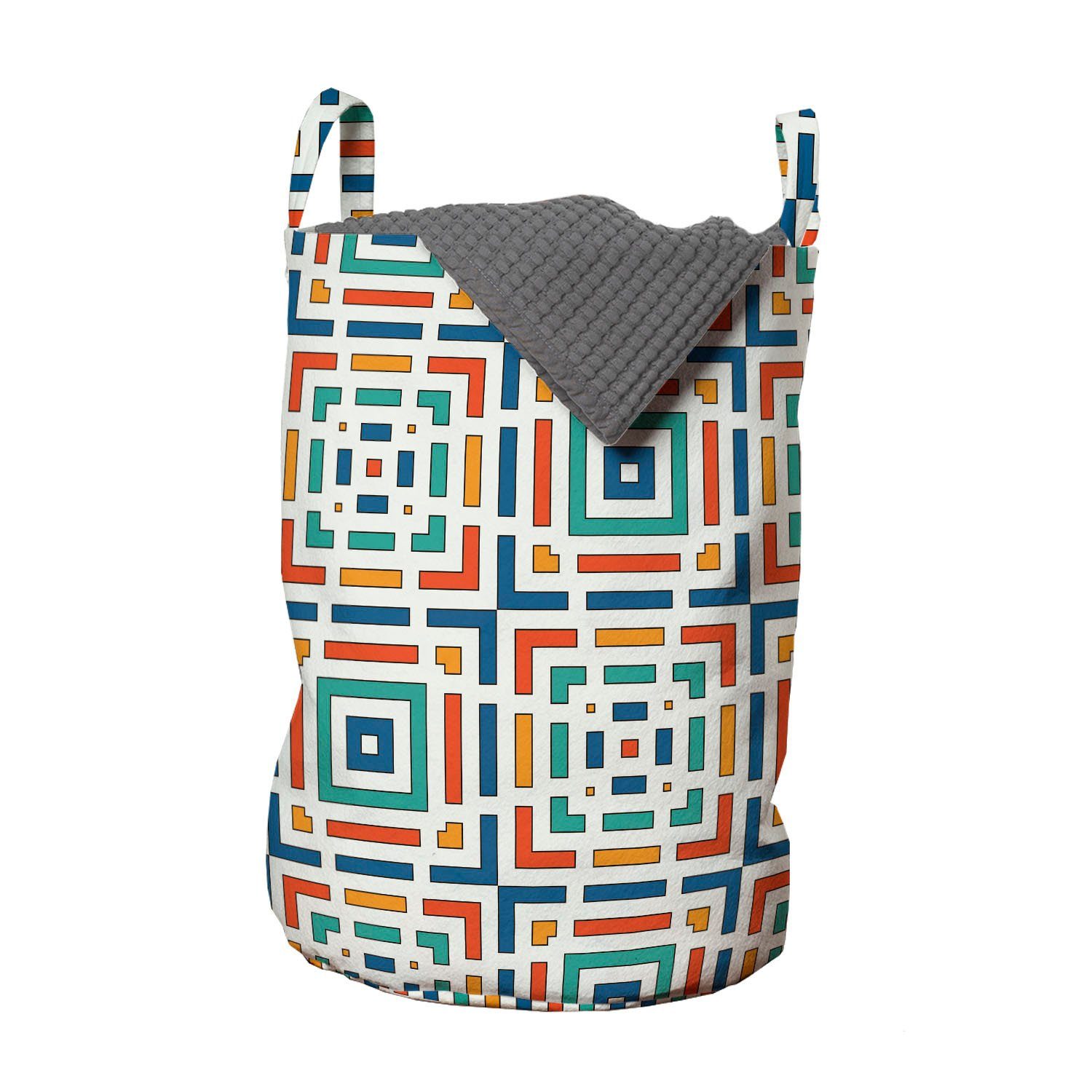 Griffen Waschsalons, Streifen-Design mit Abakuhaus Wäschesäckchen Wäschekorb Gewinkelten Kordelzugverschluss Geometrisch für