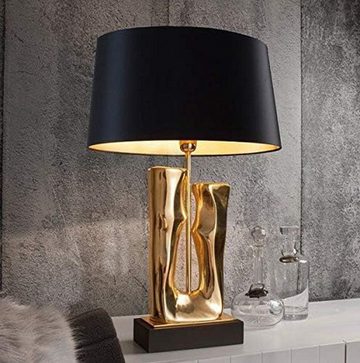 AMBIENTE-LEBENSART.DE Lampenschirm Designer-Lampenschirm-Schwarz-rund-konische Form Ø 40cm innen Gold