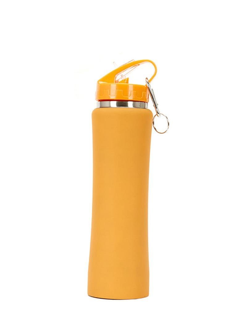 Rouemi Isolierflasche Auslaufsicherer Thermobecher, tragbarer Sport-Trinkflasche 750ml, Heiß- und Kaltgetränke Isolierung Gelb