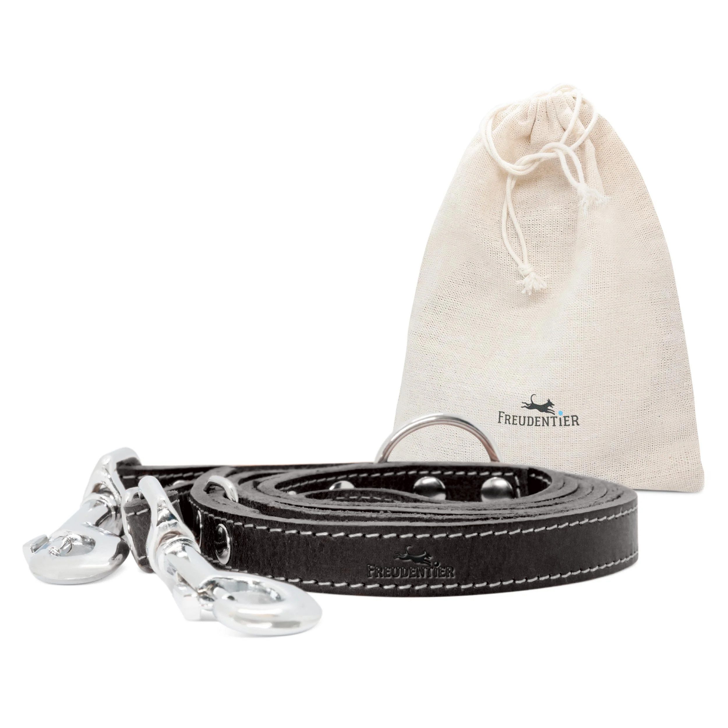Freudentier Hundeleine Hundeleine aus Leder, 2m lang & 3-fach verstellbar