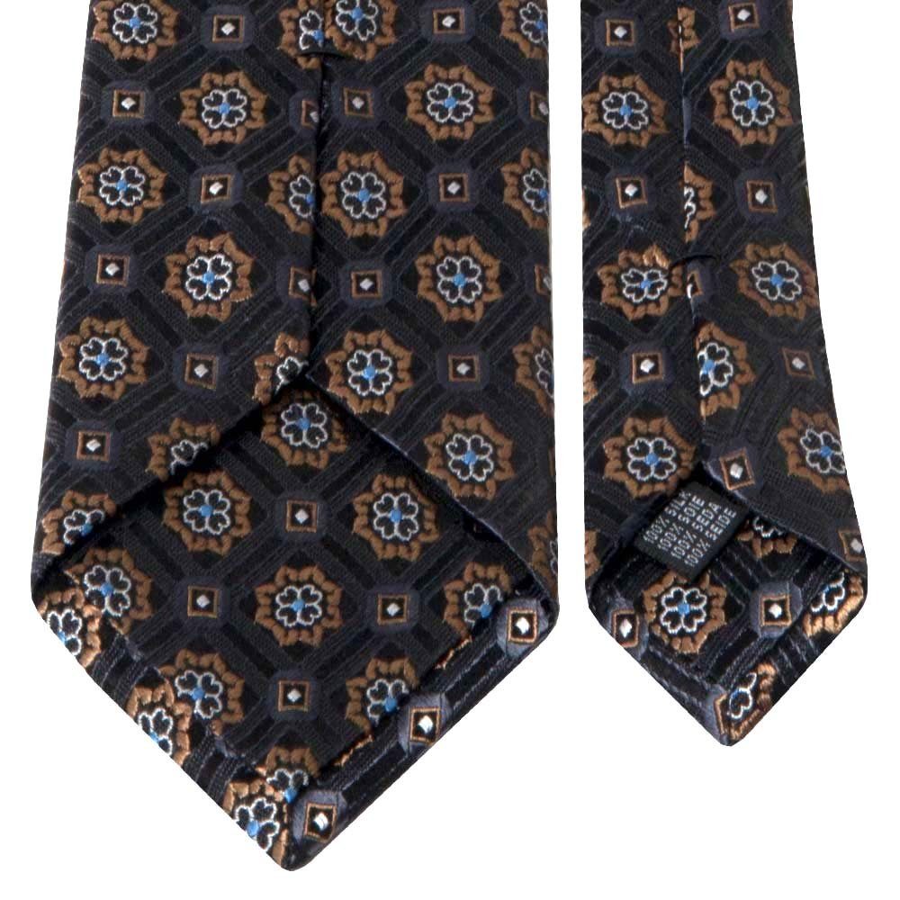 Seiden-Jacquard mit Muster Krawatte Krawatte BGENTS Schwarz/Hellbraun (8cm) Breit geometrischem