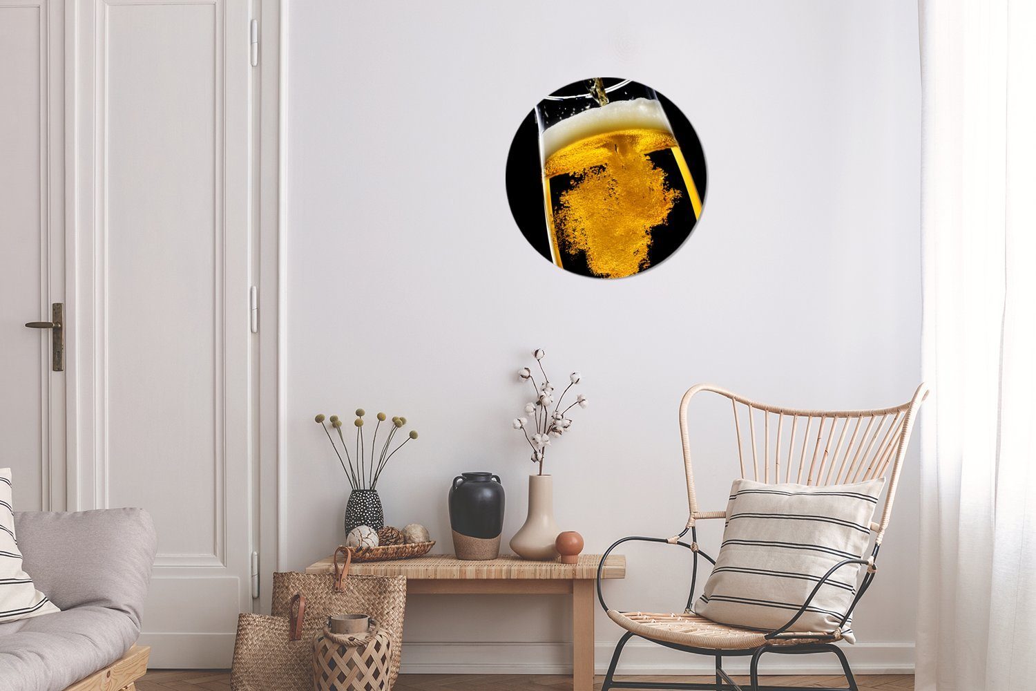 cm MuchoWow Wohnzimmer, ein Gemälde St), Kreis Forex, in Bierglas Rundes wird Wandbild, 30x30 gegossen, Bier Wanddekoration (1