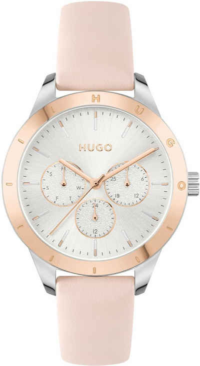 HUGO Multifunktionsuhr #FRIEND, 1540117, Quarzuhr, Armbanduhr, Damenuhr, Datum mit Tag und Wochentag