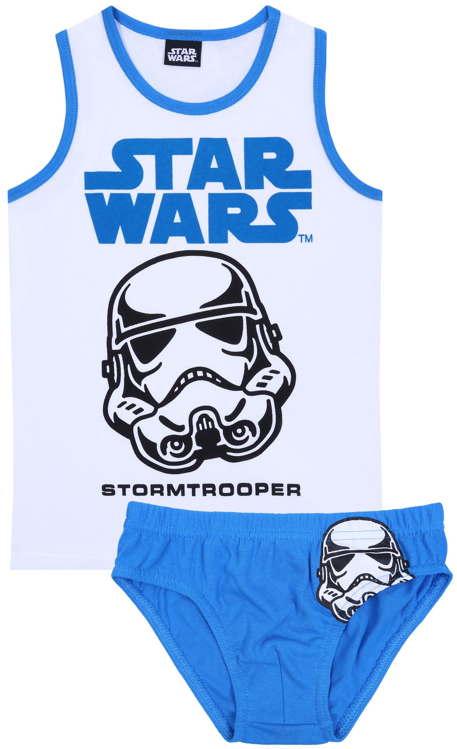 Star Wars Unterhemd Weißes Unterhemd +blaue Unterhose, Unterwäsche-Set STAR WARS 6 Jahre