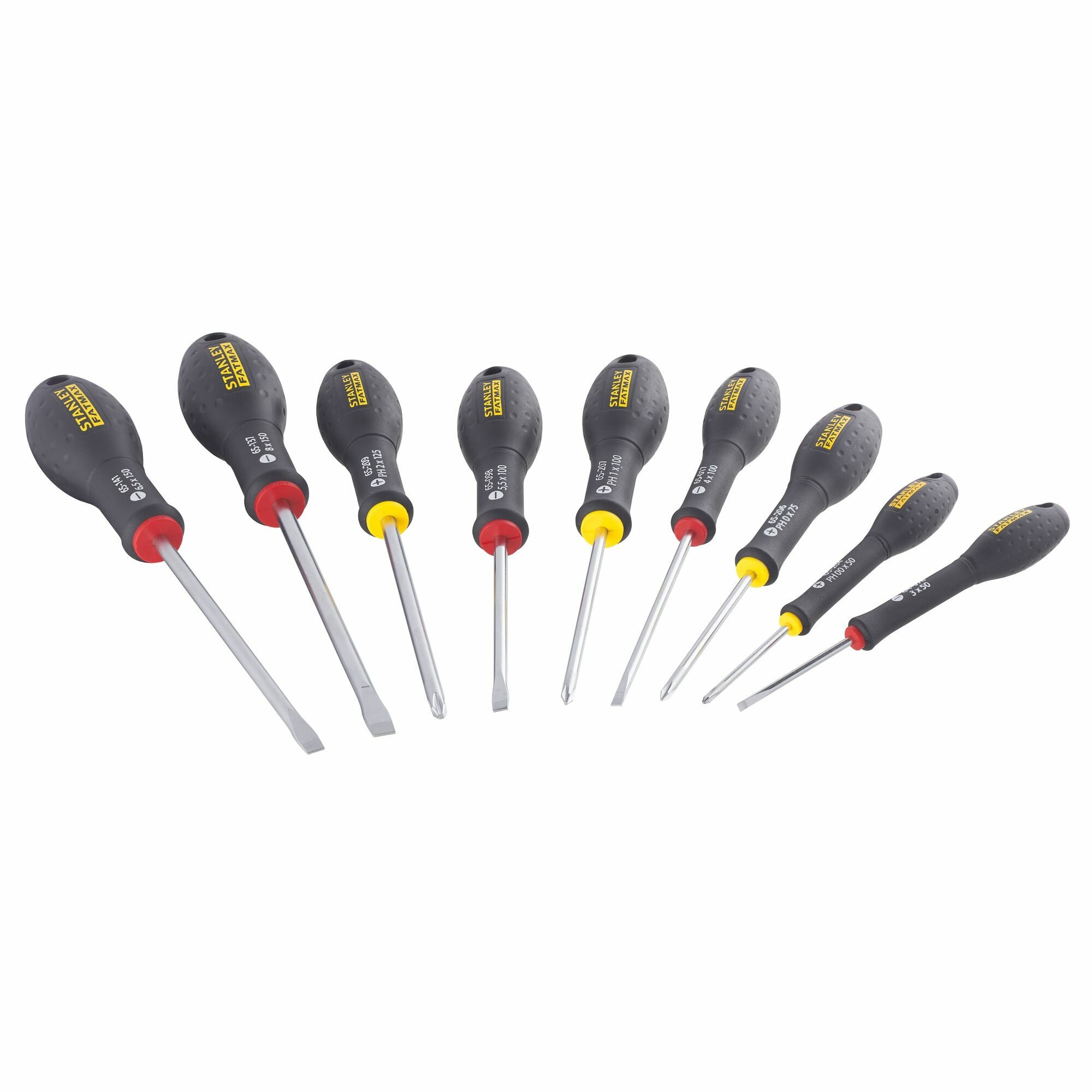STANLEY Отвертки FMHT65439-0 Отвертки-Set FatMax 10-tlg, (10 St), ergonomisch, Sandgestrahlte Spitzen, Soft-Grip Handgriff