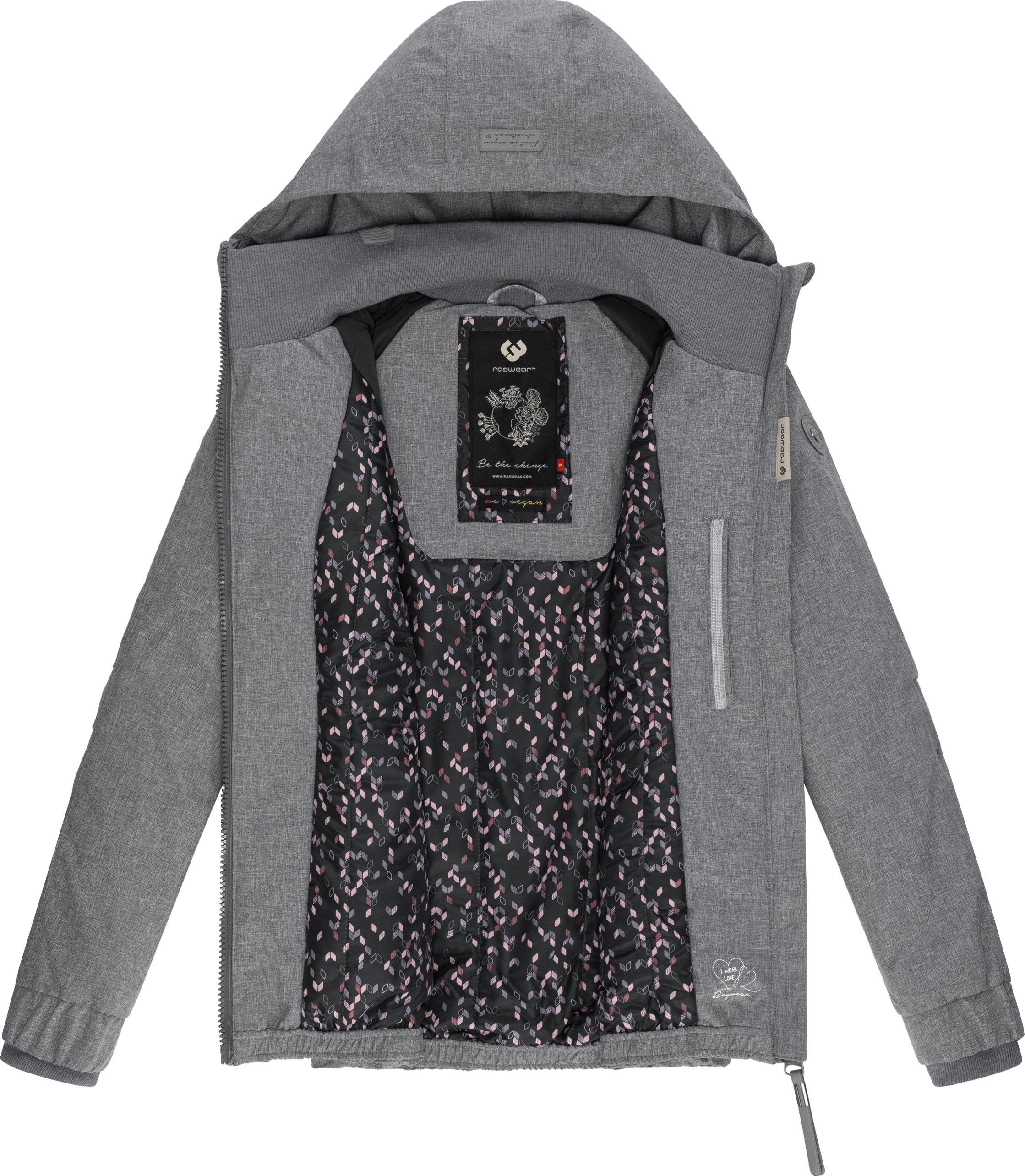 Ragwear Winterjacke Dizzie Winter grey mit für Winter Kapuze den wasserdichte Outdoorjacke