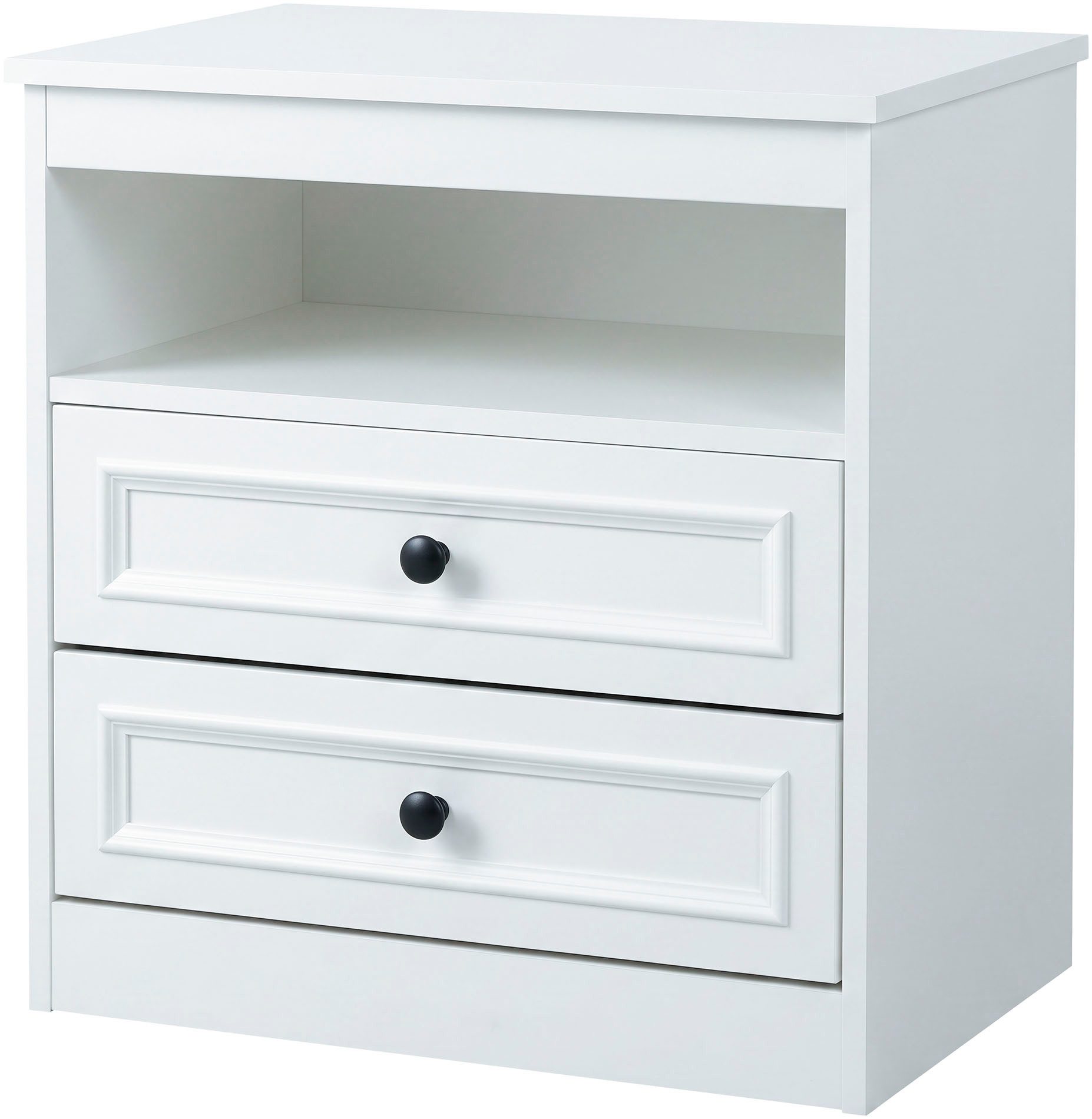OTTO home Nachttisch Arrian, 2er-Set, Landhausstil, 2 Schubladen & Ablagefach, weiß (Set, 2-St., Nachtschränke im klassischen Landhausdesign mit viel Stauraum)