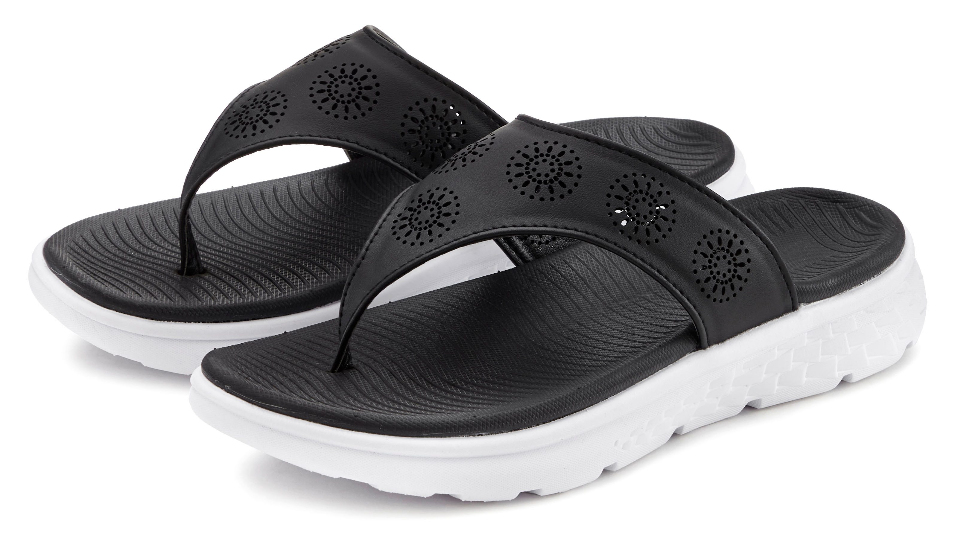 Vivance Zehentrenner Pantolette mit Cut-Out-Muster VEGAN günstig online kaufen