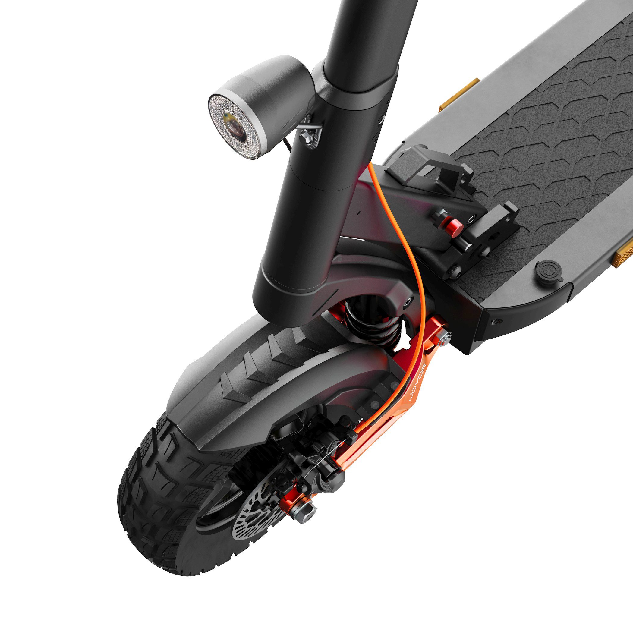JOYOR E-Scooter T6E Pro bis 90km Reichweite Blinker offroad Straßenzulassung ABE 500W, 500 W, 20 km/h, (Long-Range-Performance-Kit, mit hydraulischer Vollfederung und Blinkern), Blinker, hydraulische Federung, Bremslicht