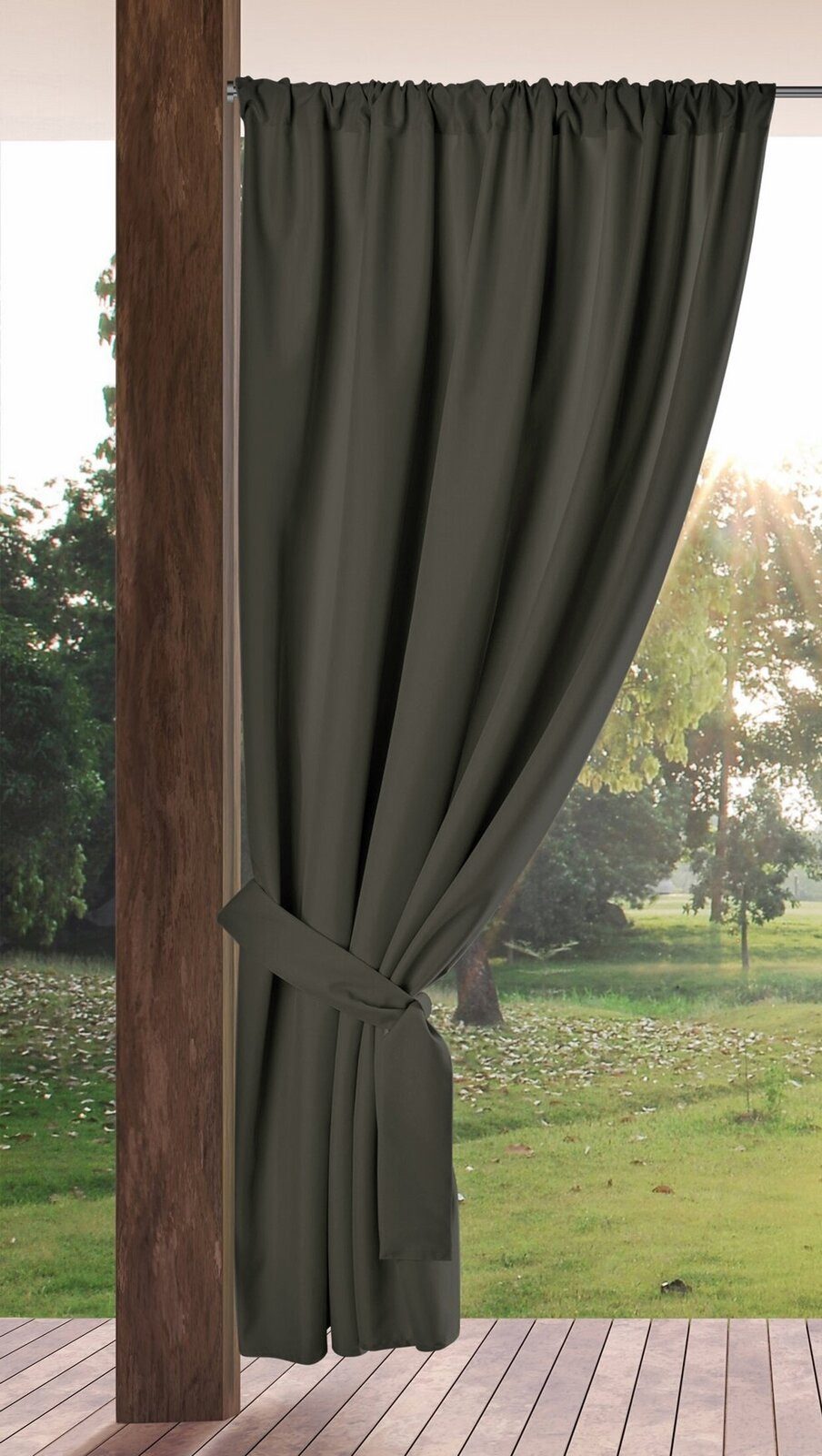 Eurofirany Outdoorvorhang GARDEN, wasserdichter Terrassenvorhang (1 St), Stangendurchzug, Lichtschutz, Polyester, für Pavillon, Pergola & Balkon, wetterfest, UV-Schutz