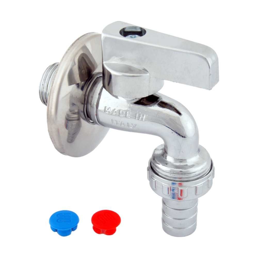 Wasserrohr Kugelauslaufhahn mit Schlauchverschraubung aus Messing, verchromt, 1/2